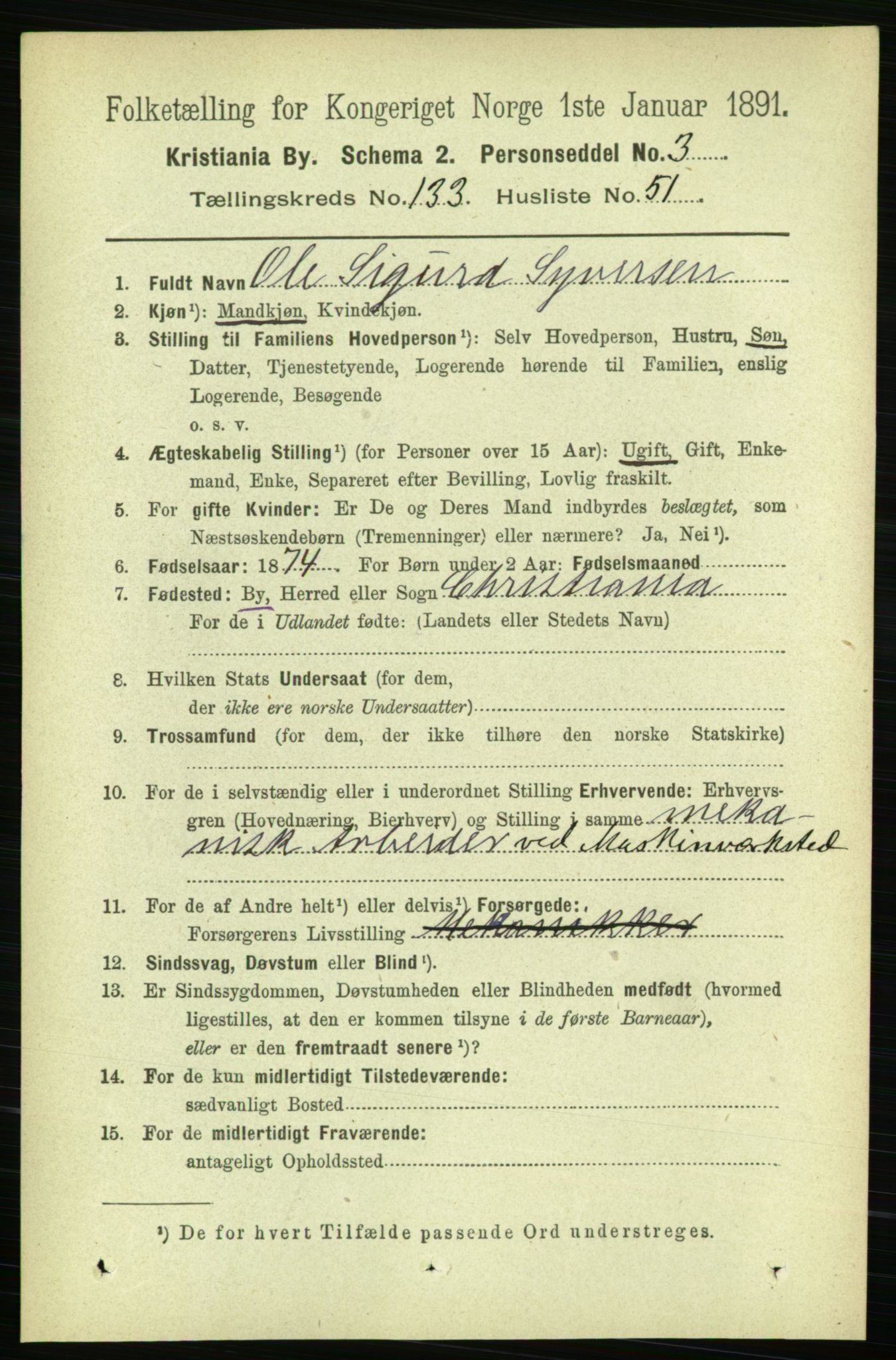 RA, 1891 census for 0301 Kristiania, 1891, p. 73319