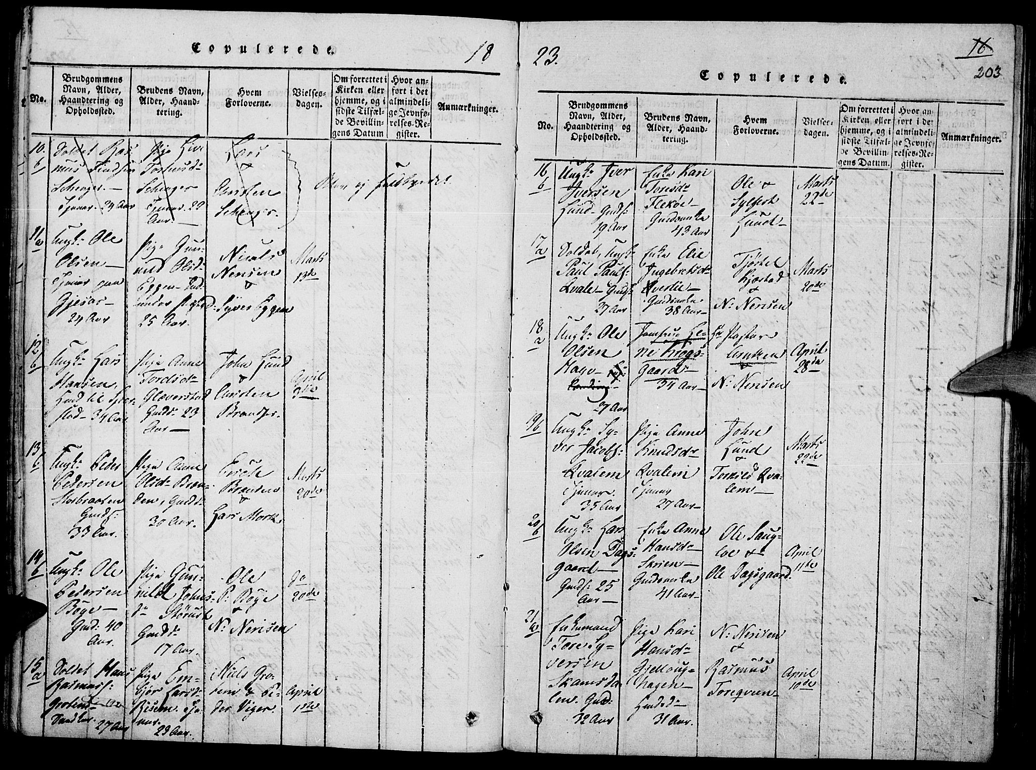 Lom prestekontor, SAH/PREST-070/K/L0004: Parish register (official) no. 4, 1815-1825, p. 203