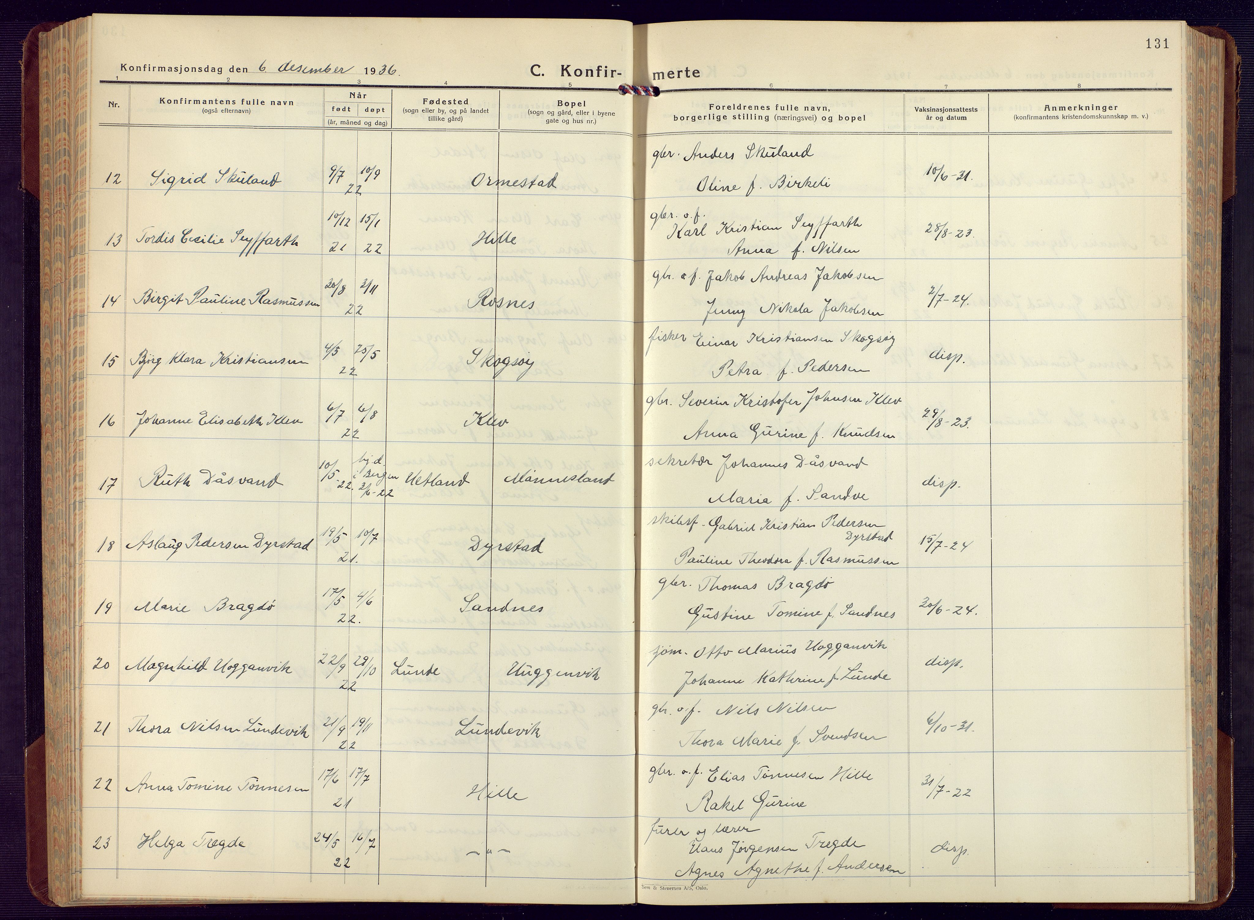 Mandal sokneprestkontor, AV/SAK-1111-0030/F/Fb/Fba/L0014: Parish register (copy) no. B 8, 1932-1952, p. 131