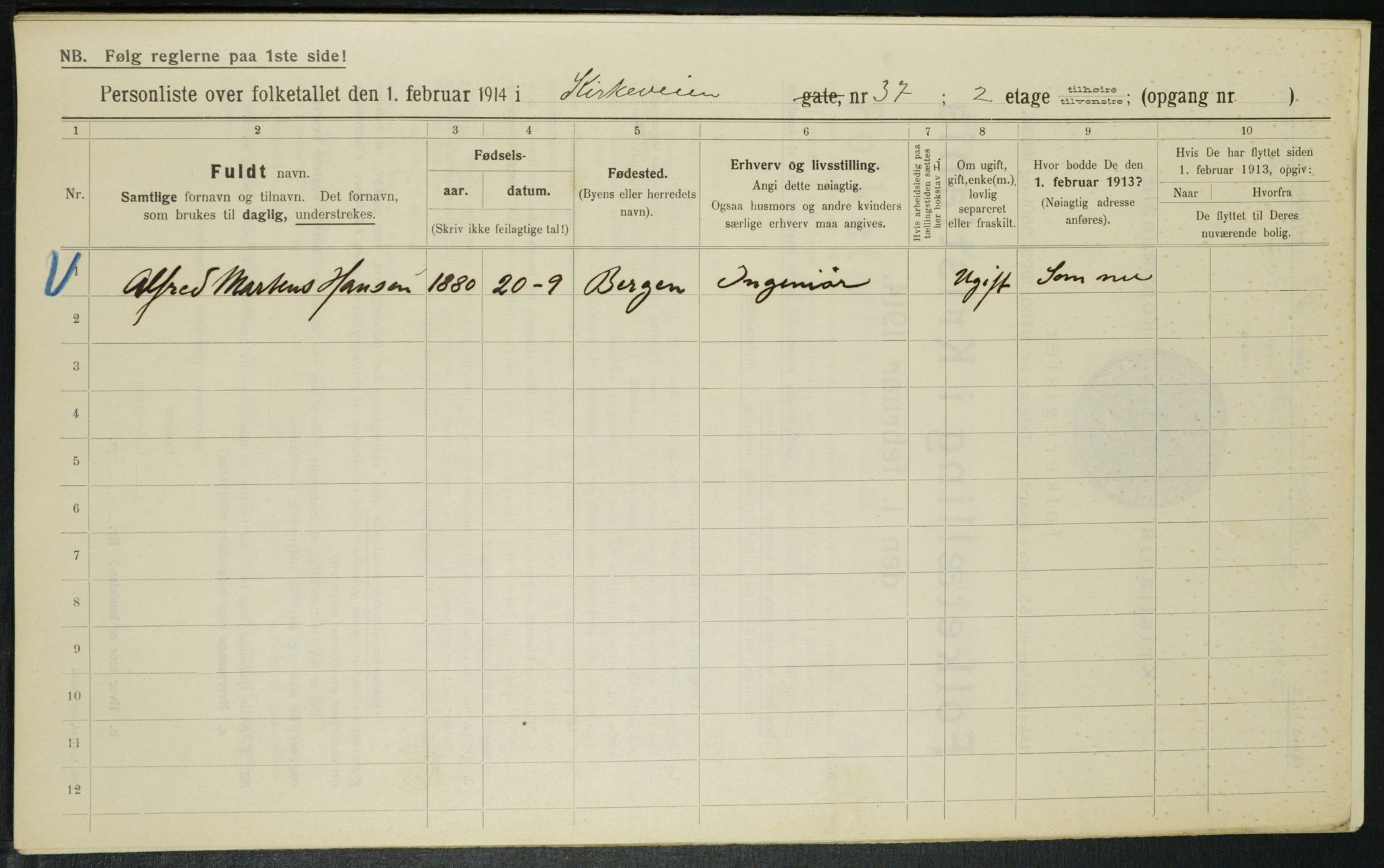 OBA, Municipal Census 1914 for Kristiania, 1914, p. 50922