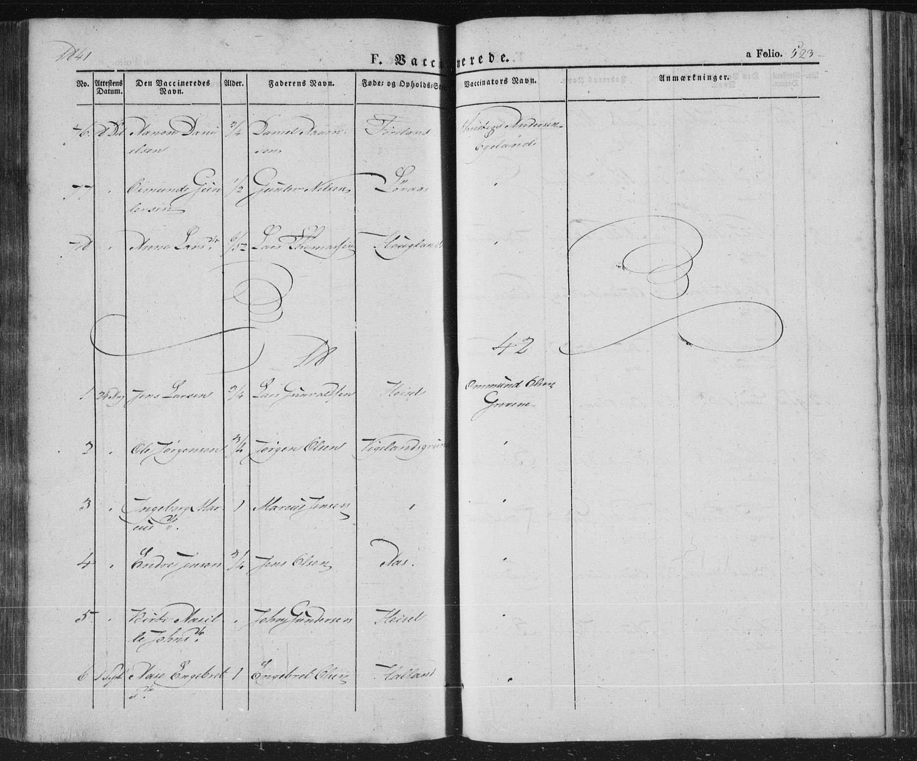 Vennesla sokneprestkontor, AV/SAK-1111-0045/Fa/Fac/L0004: Parish register (official) no. A 4, 1834-1855, p. 523