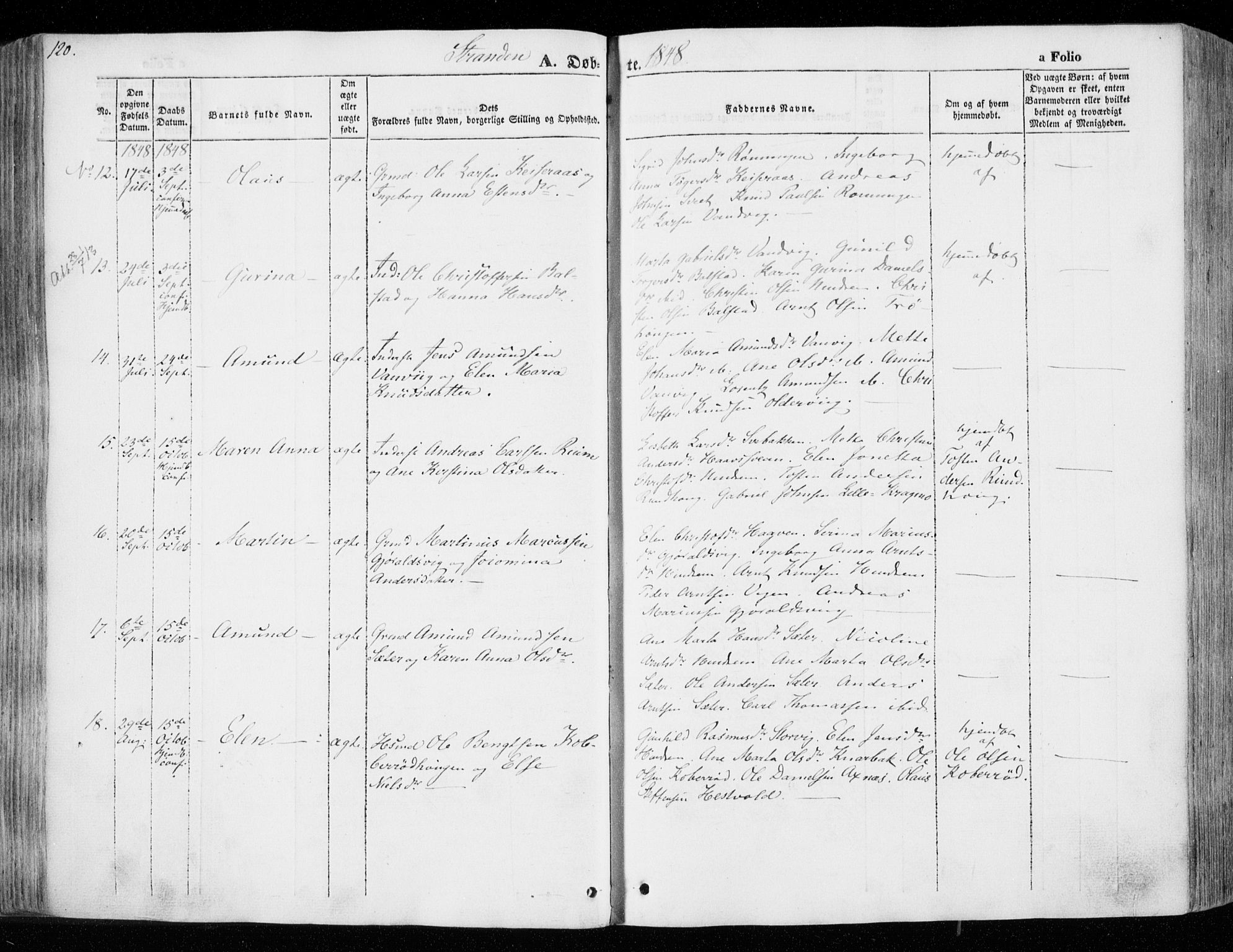 Ministerialprotokoller, klokkerbøker og fødselsregistre - Nord-Trøndelag, SAT/A-1458/701/L0007: Parish register (official) no. 701A07 /2, 1842-1854, p. 120