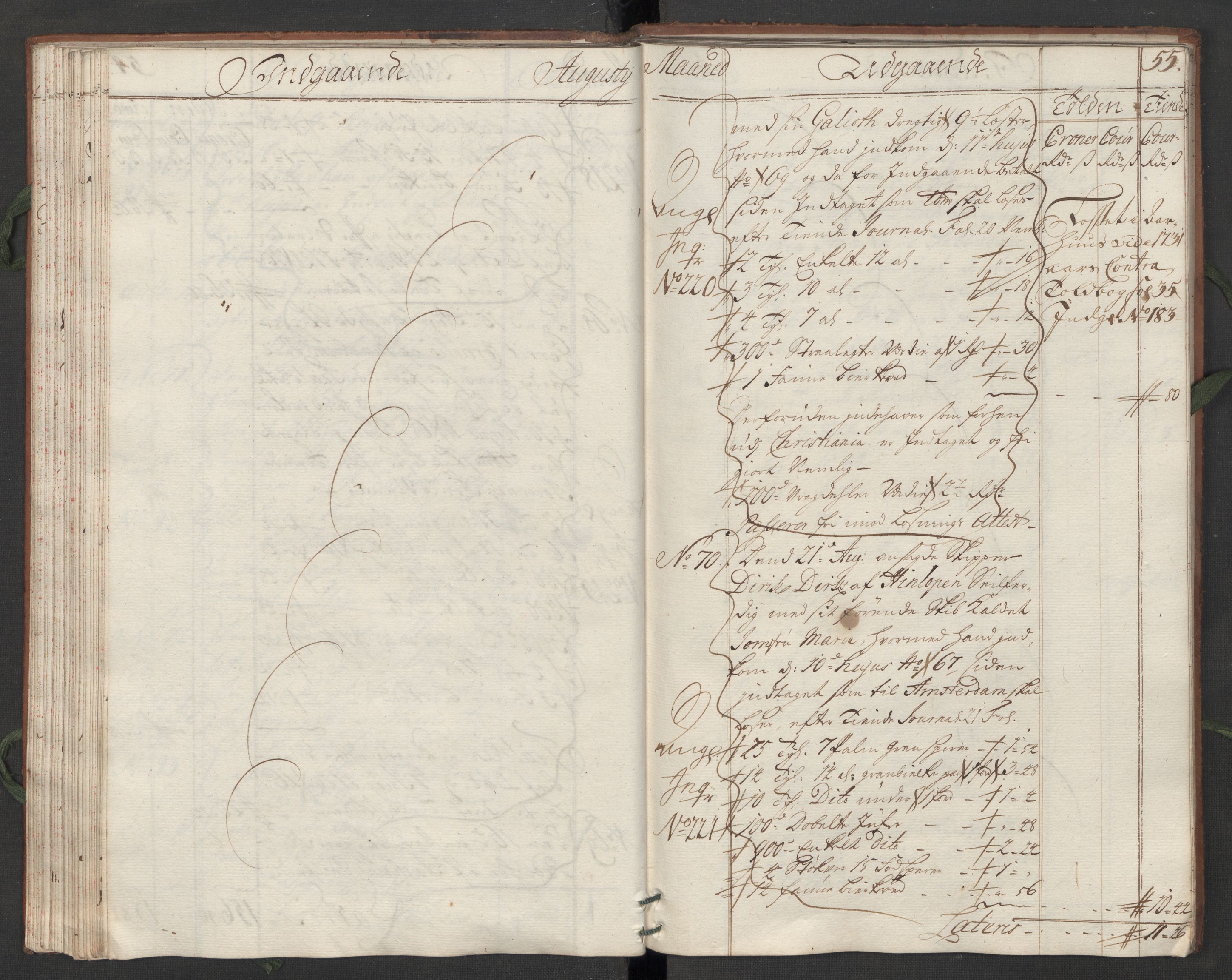 Generaltollkammeret, tollregnskaper, AV/RA-EA-5490/R07/L0009/0001: Tollregnskaper Sand / Hovedtollbok, 1731, p. 54b-55a