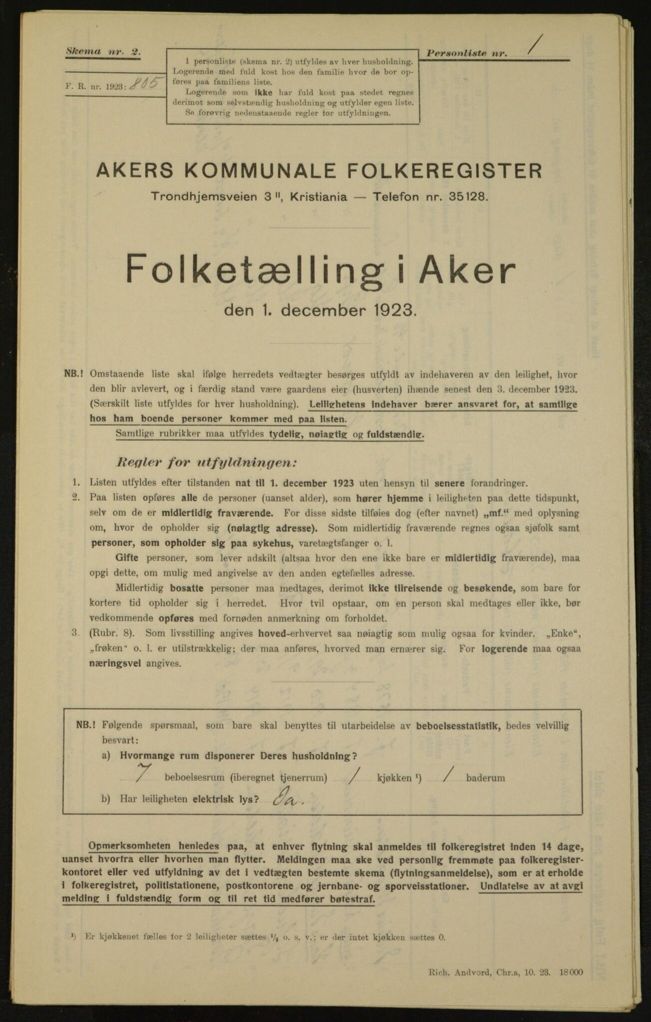 , Municipal Census 1923 for Aker, 1923, p. 4904