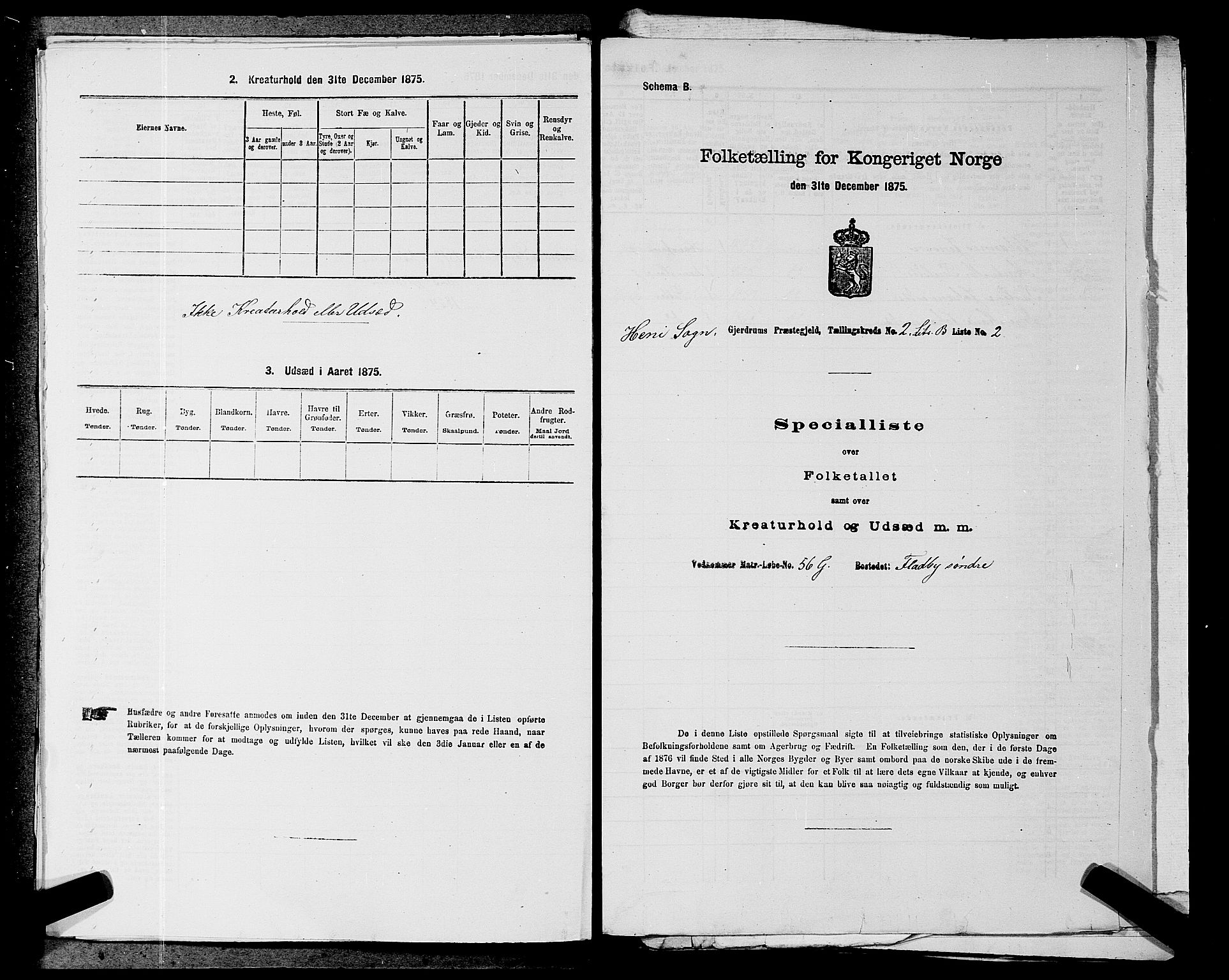 RA, 1875 census for 0234P Gjerdrum, 1875, p. 377