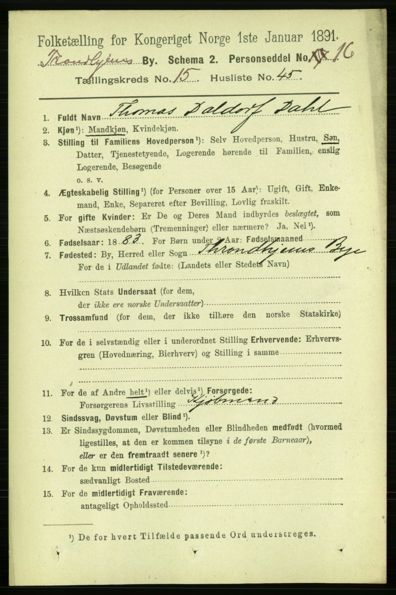 RA, 1891 census for 1601 Trondheim, 1891, p. 12181