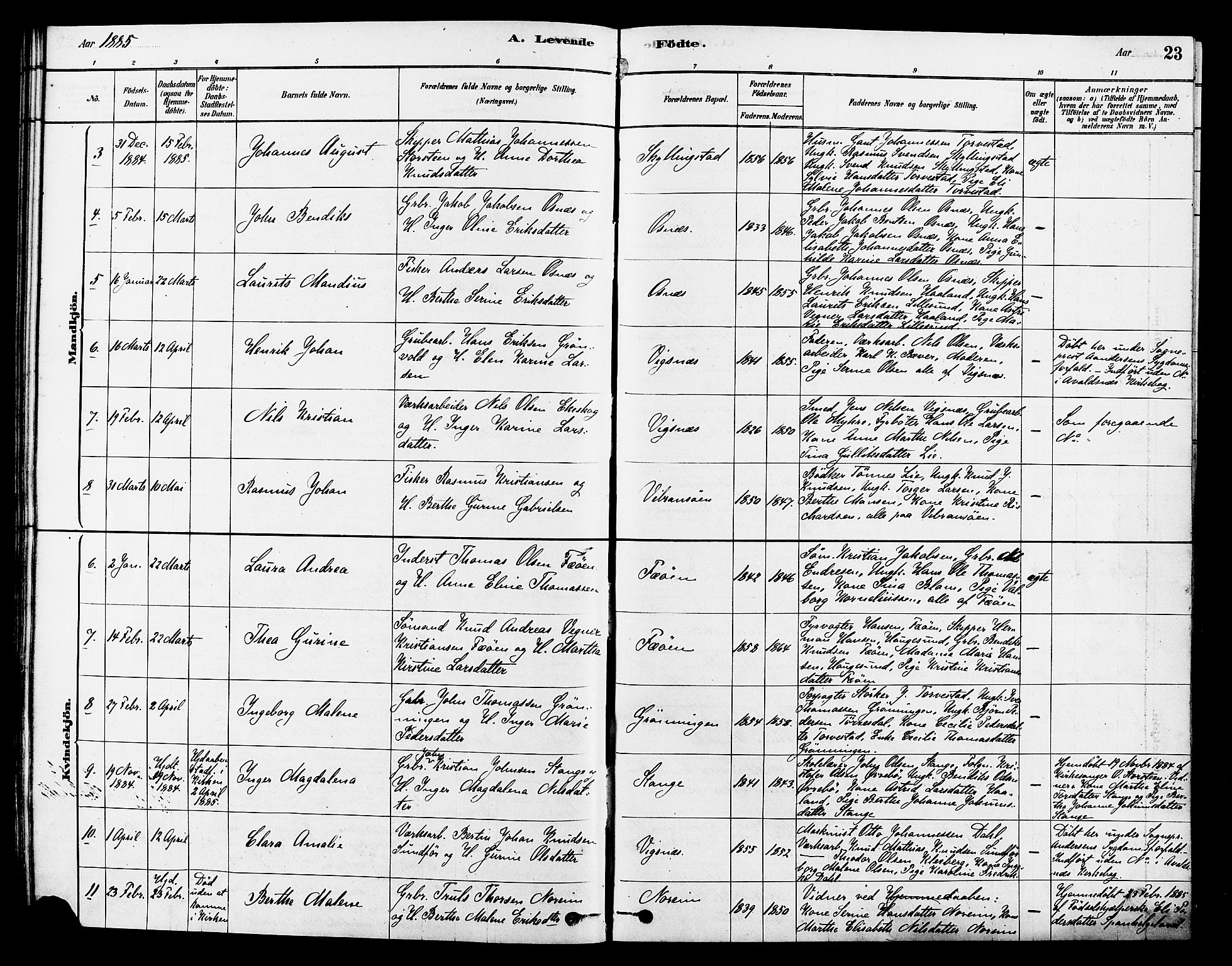 Torvastad sokneprestkontor, AV/SAST-A -101857/H/Ha/Haa/L0014: Parish register (official) no. A 13, 1879-1888, p. 23