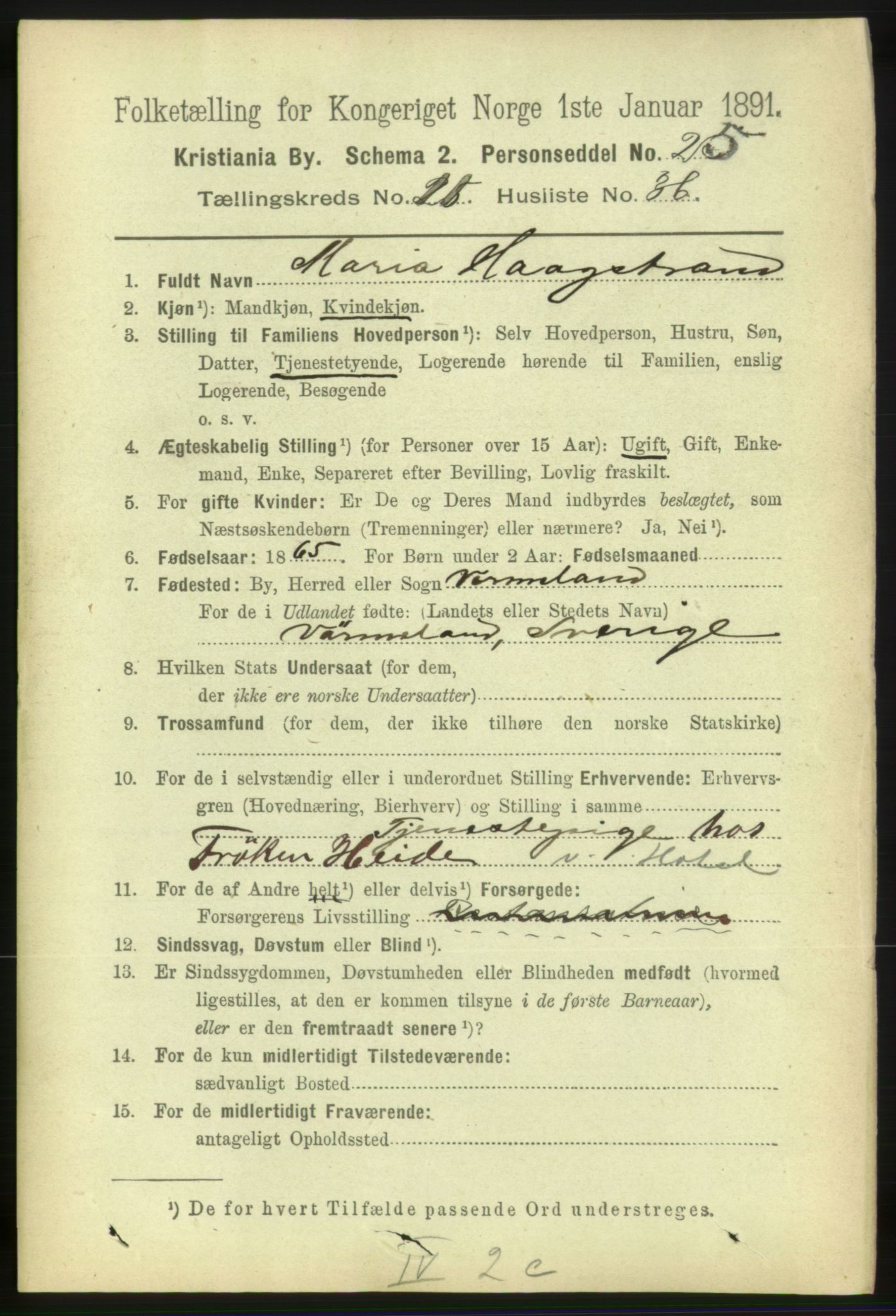 RA, 1891 census for 0301 Kristiania, 1891, p. 5374