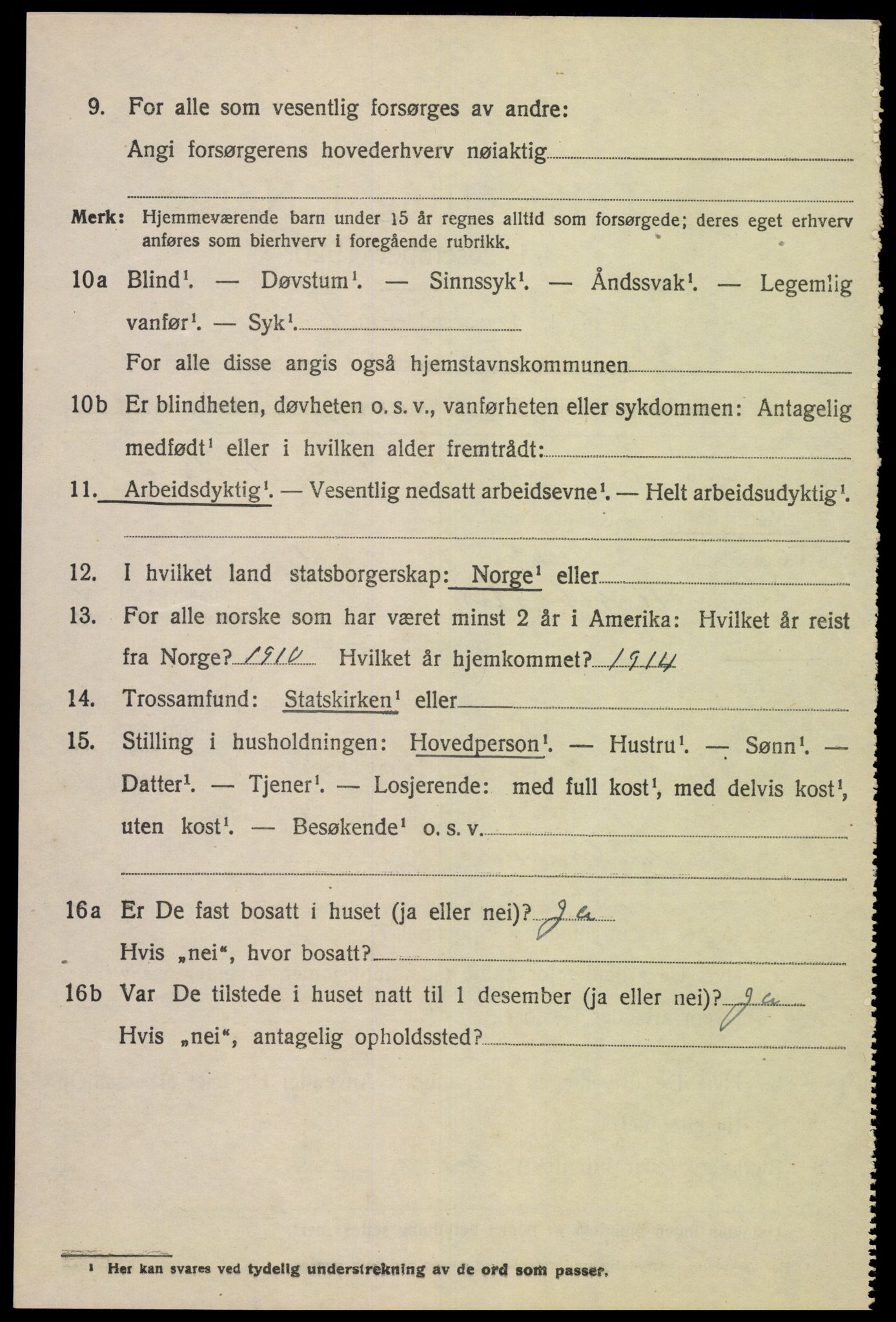 SAK, 1920 census for Hægebostad, 1920, p. 1104