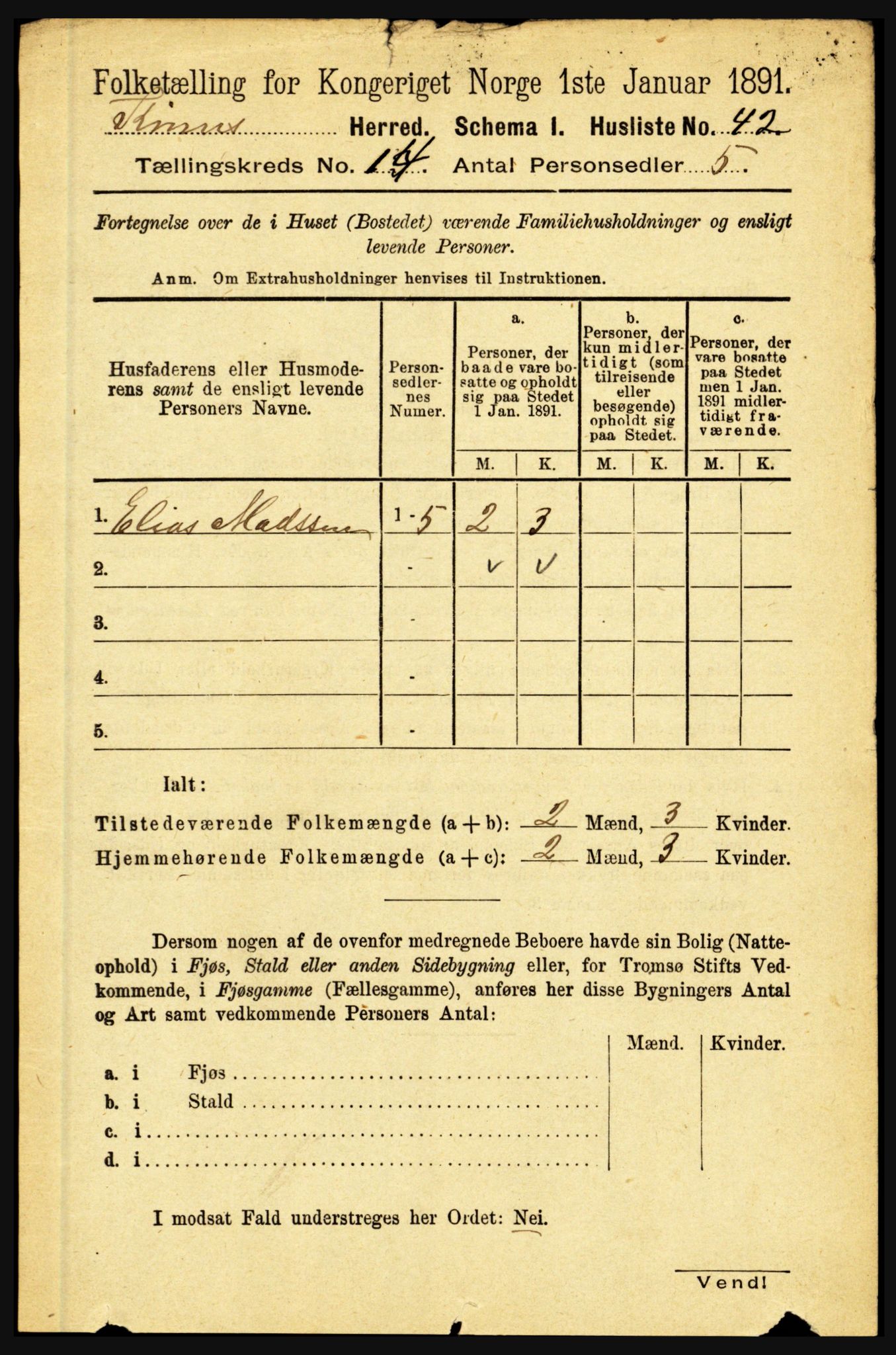 RA, 1891 census for 1437 Kinn, 1891, p. 5448