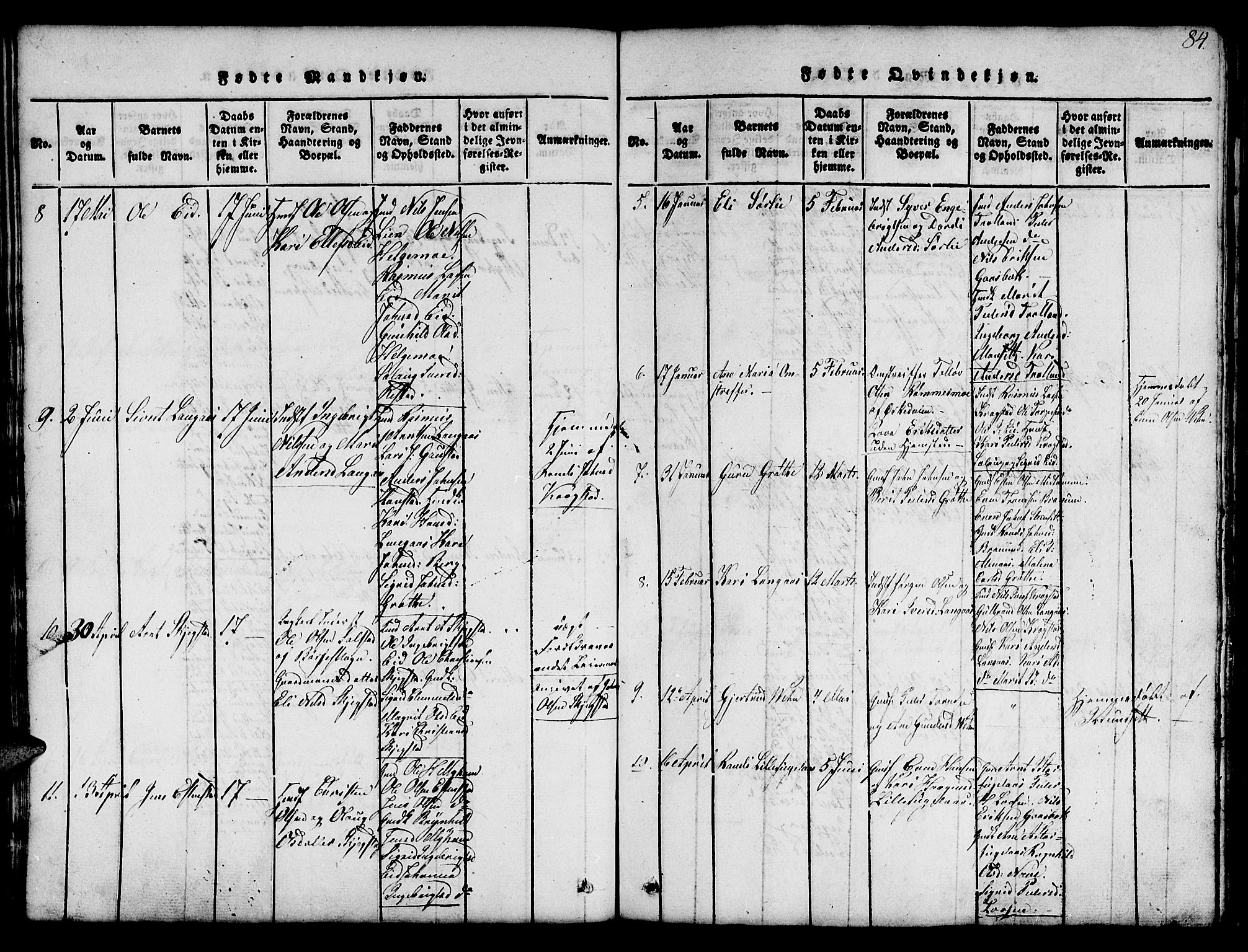 Ministerialprotokoller, klokkerbøker og fødselsregistre - Sør-Trøndelag, SAT/A-1456/694/L1130: Parish register (copy) no. 694C02, 1816-1857, p. 84