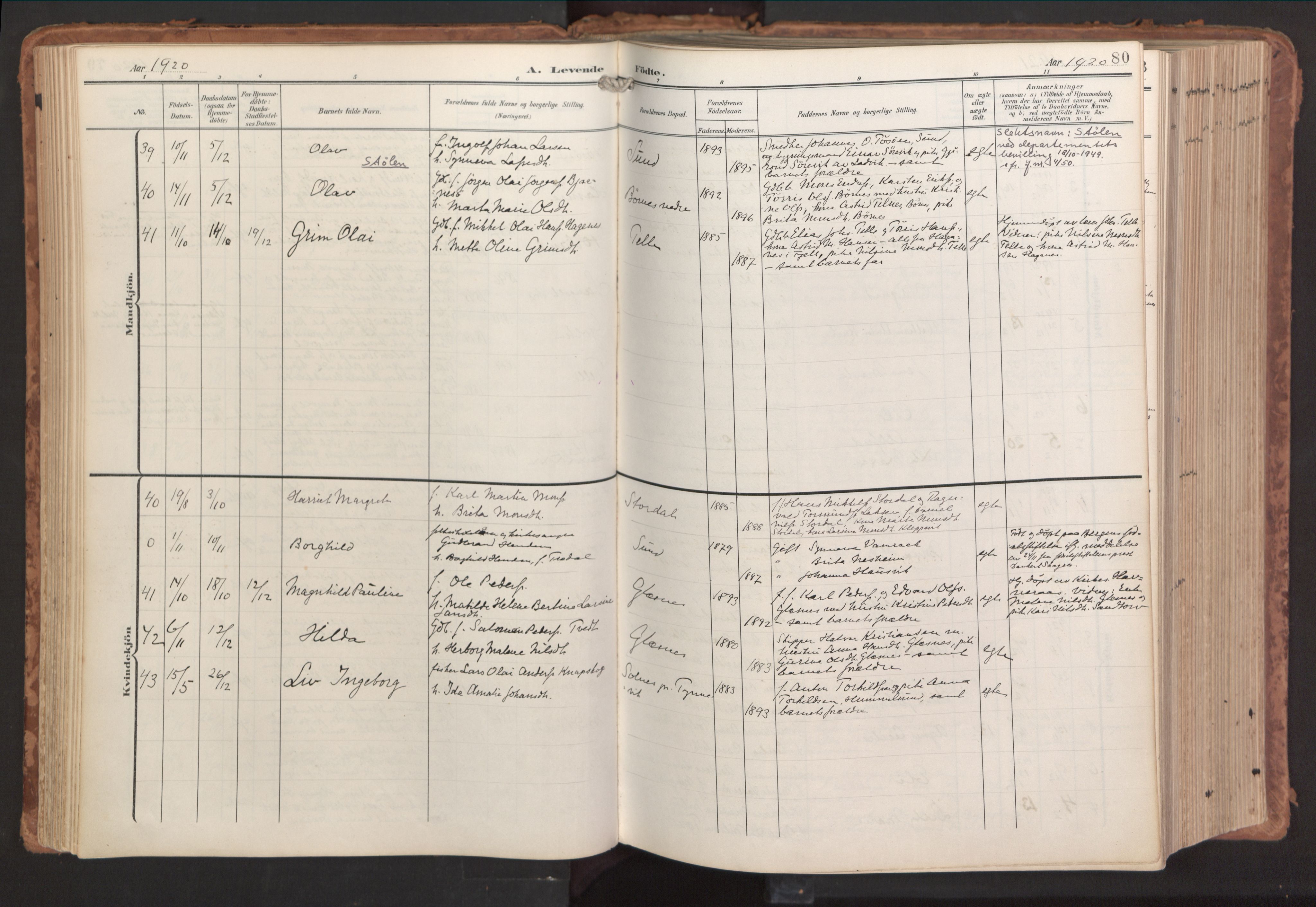 Sund sokneprestembete, AV/SAB-A-99930: Parish register (official) no. B 2, 1907-1926, p. 80