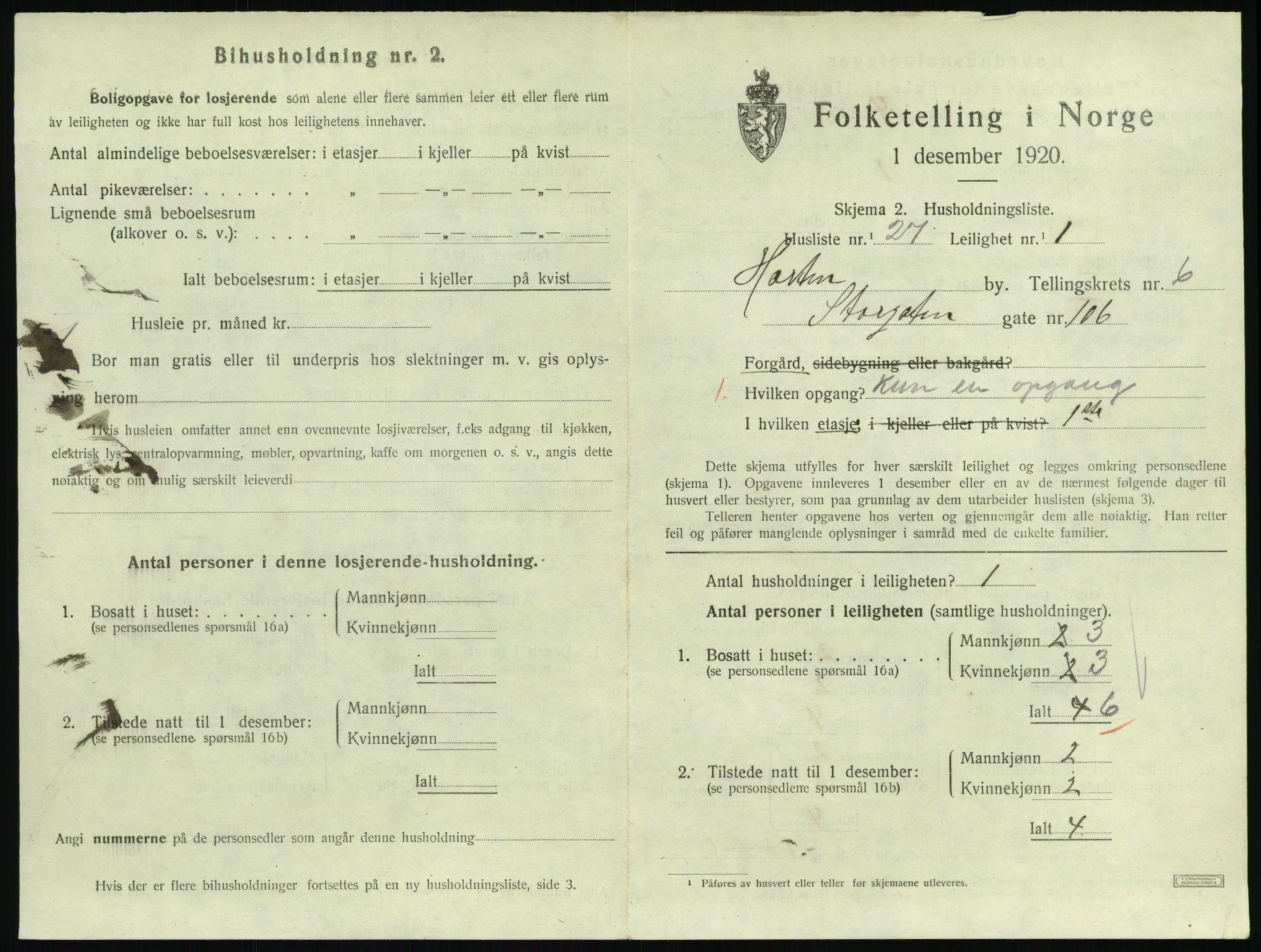 SAKO, 1920 census for Horten, 1920, p. 6449