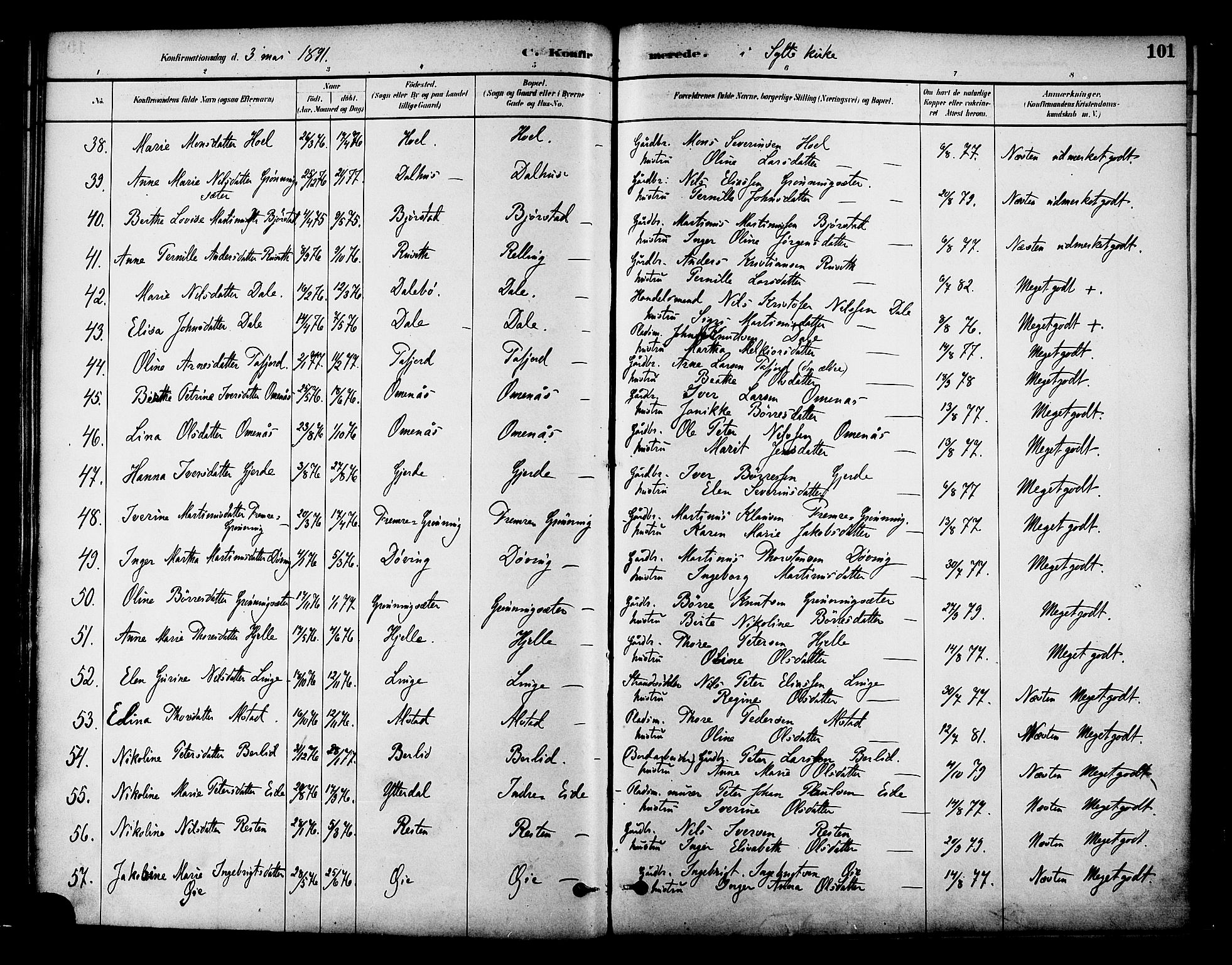 Ministerialprotokoller, klokkerbøker og fødselsregistre - Møre og Romsdal, AV/SAT-A-1454/519/L0255: Parish register (official) no. 519A14, 1884-1908, p. 101