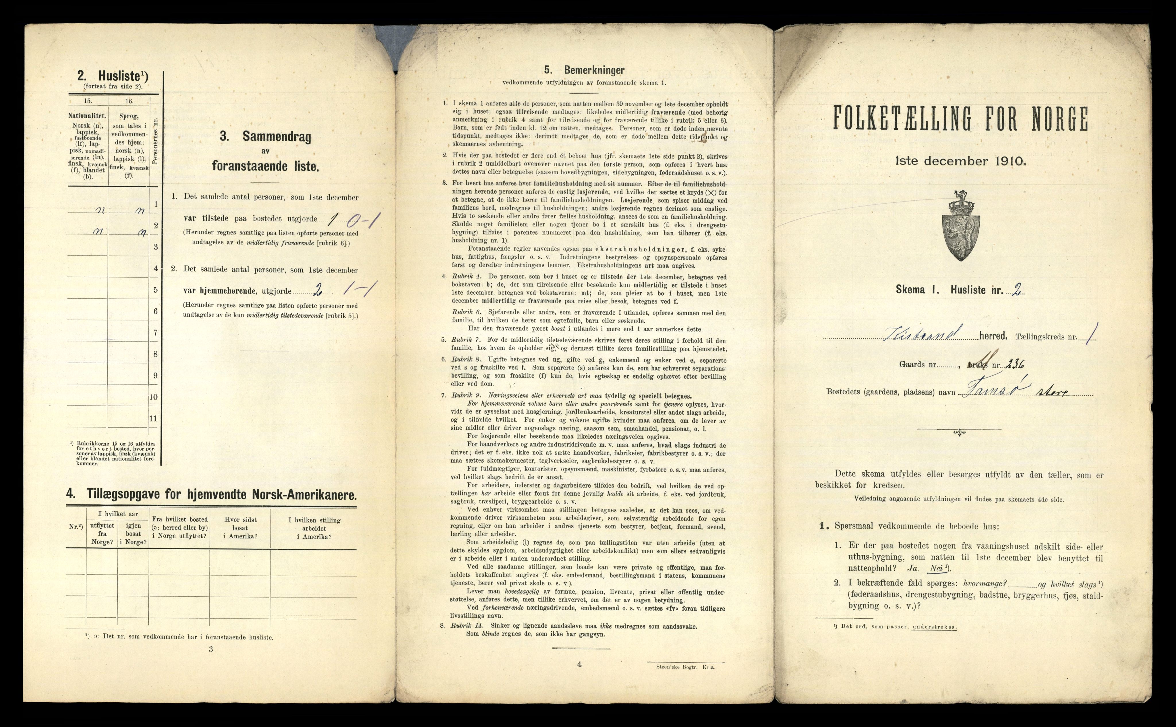 RA, 1910 census for Kistrand, 1910, p. 27