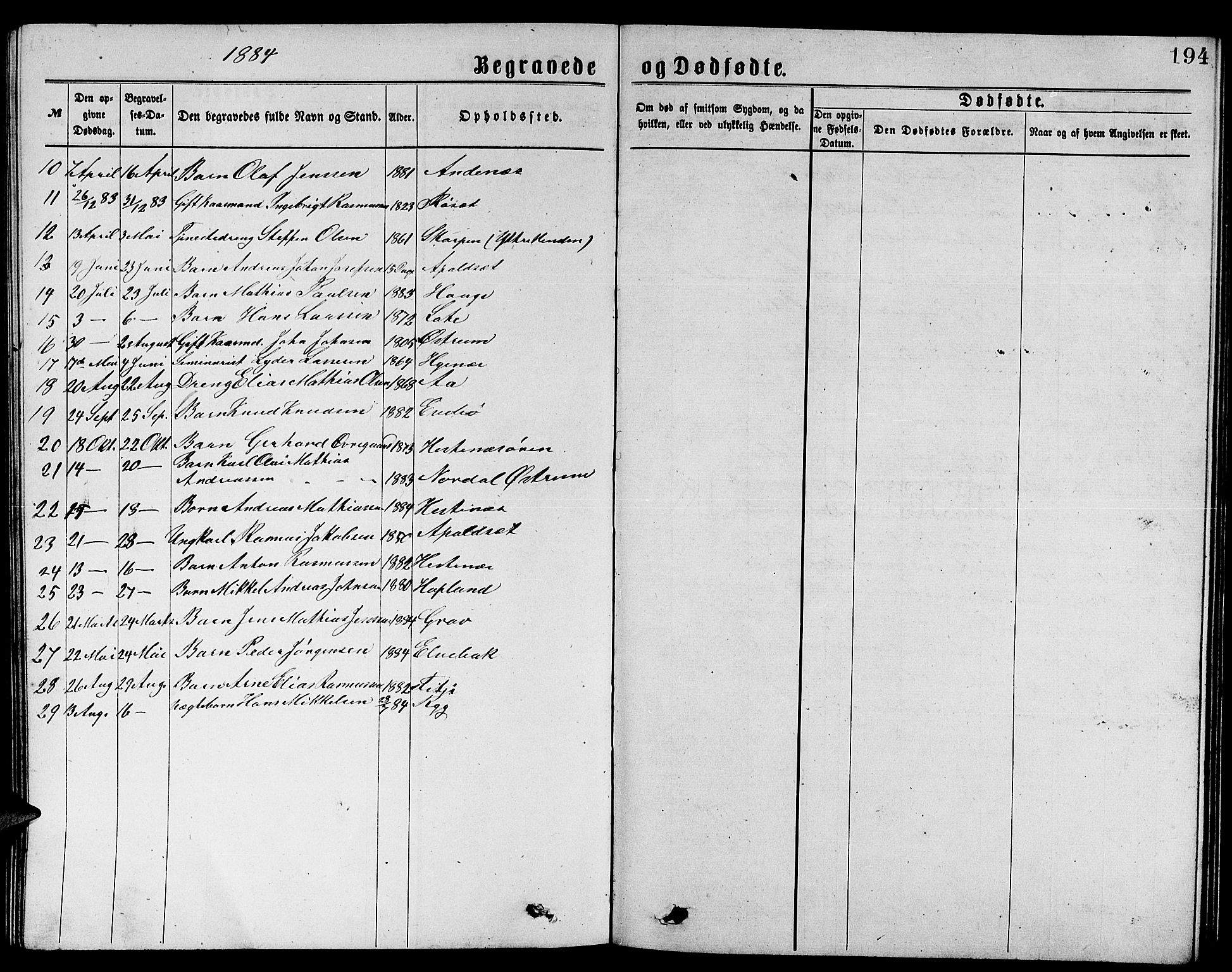 Gloppen sokneprestembete, SAB/A-80101/H/Hab/Habb/L0001: Parish register (copy) no. B 1, 1872-1888, p. 194
