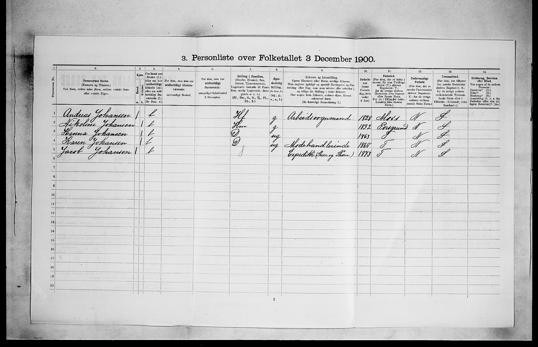 SAO, 1900 census for Kristiania, 1900, p. 2000