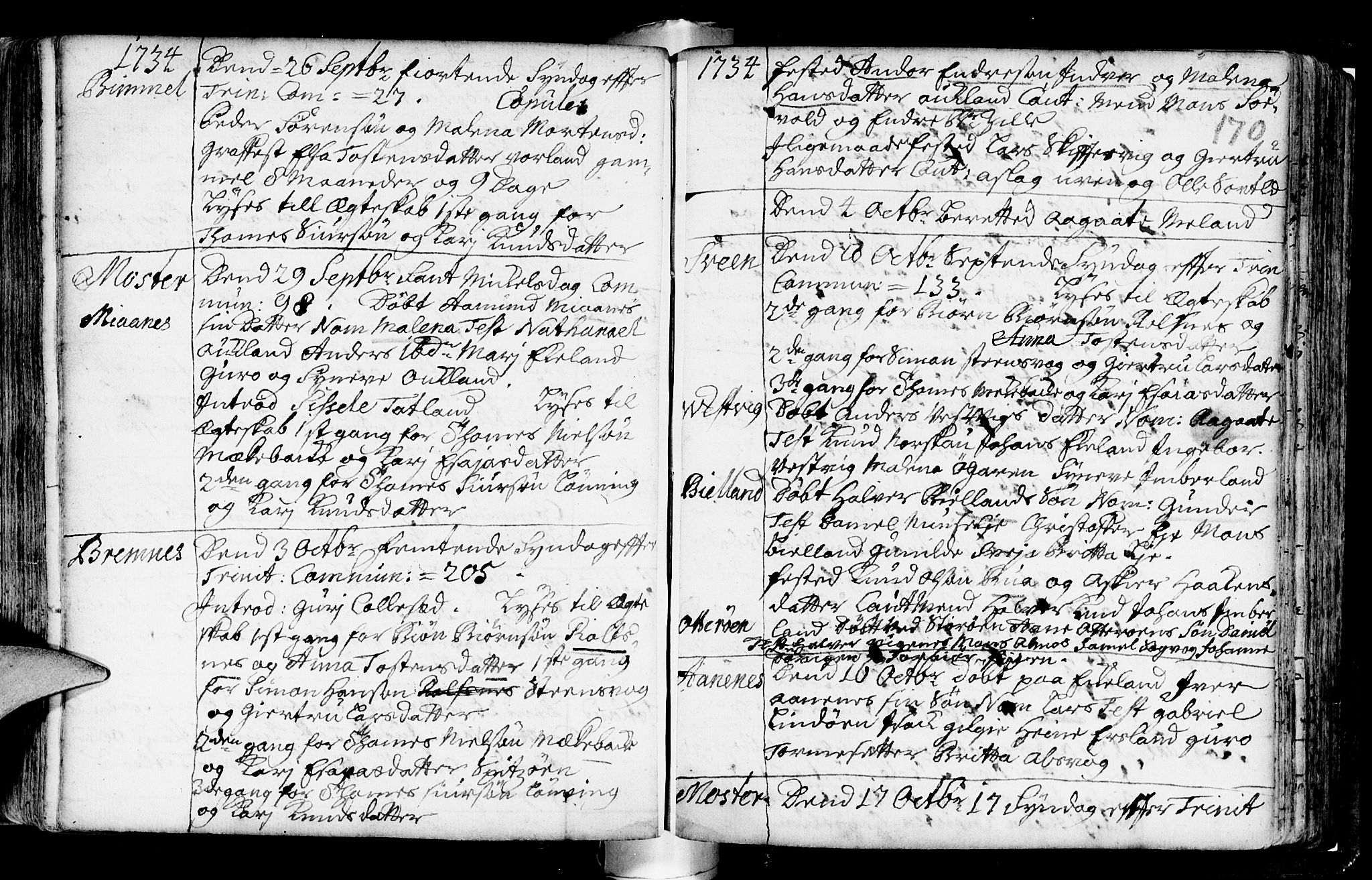 Finnås sokneprestembete, AV/SAB-A-99925/H/Ha/Haa/Haaa/L0001: Parish register (official) no. A 1, 1718-1744, p. 170