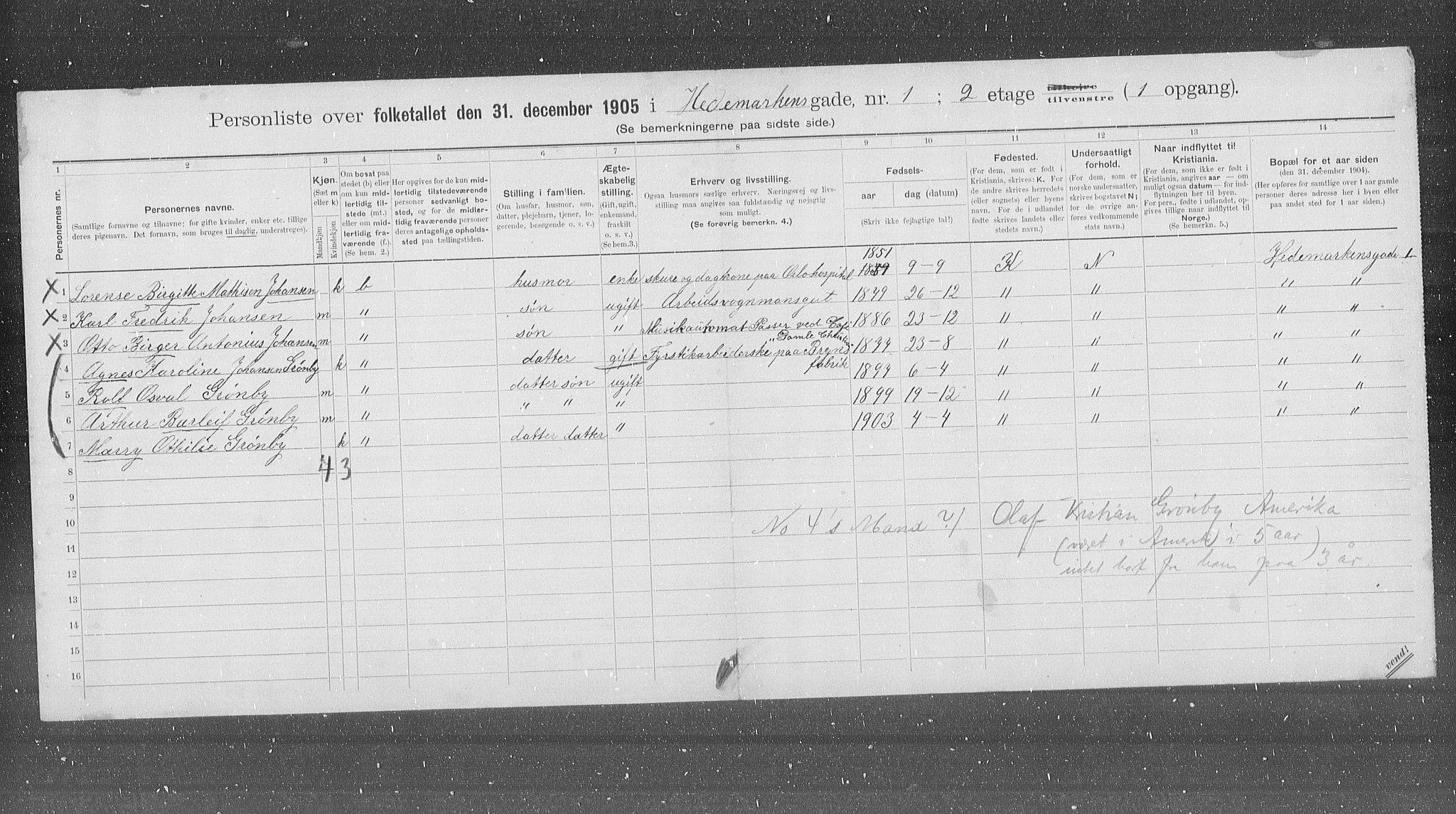 OBA, Municipal Census 1905 for Kristiania, 1905, p. 18924