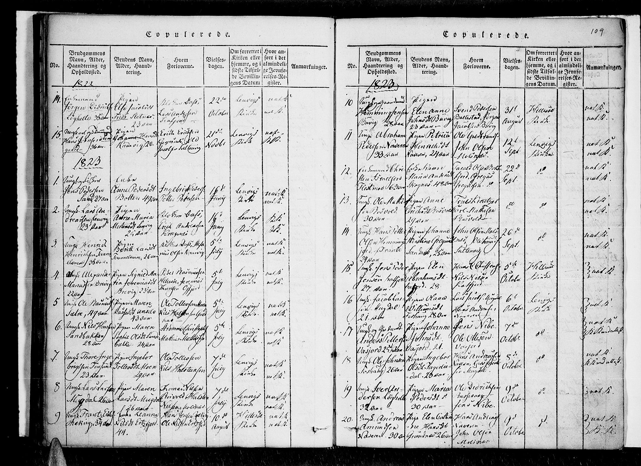 Lenvik sokneprestembete, SATØ/S-1310/H/Ha/Haa/L0003kirke: Parish register (official) no. 3, 1820-1831, p. 109