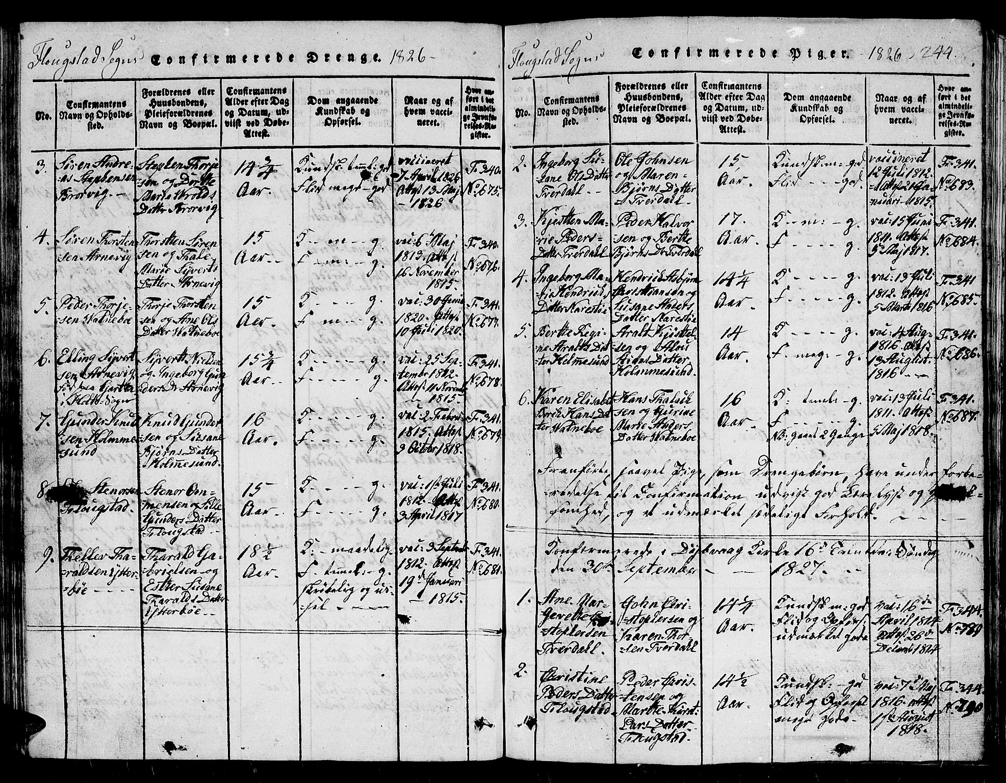 Dypvåg sokneprestkontor, AV/SAK-1111-0007/F/Fb/Fbb/L0001: Parish register (copy) no. B 1, 1816-1850, p. 244