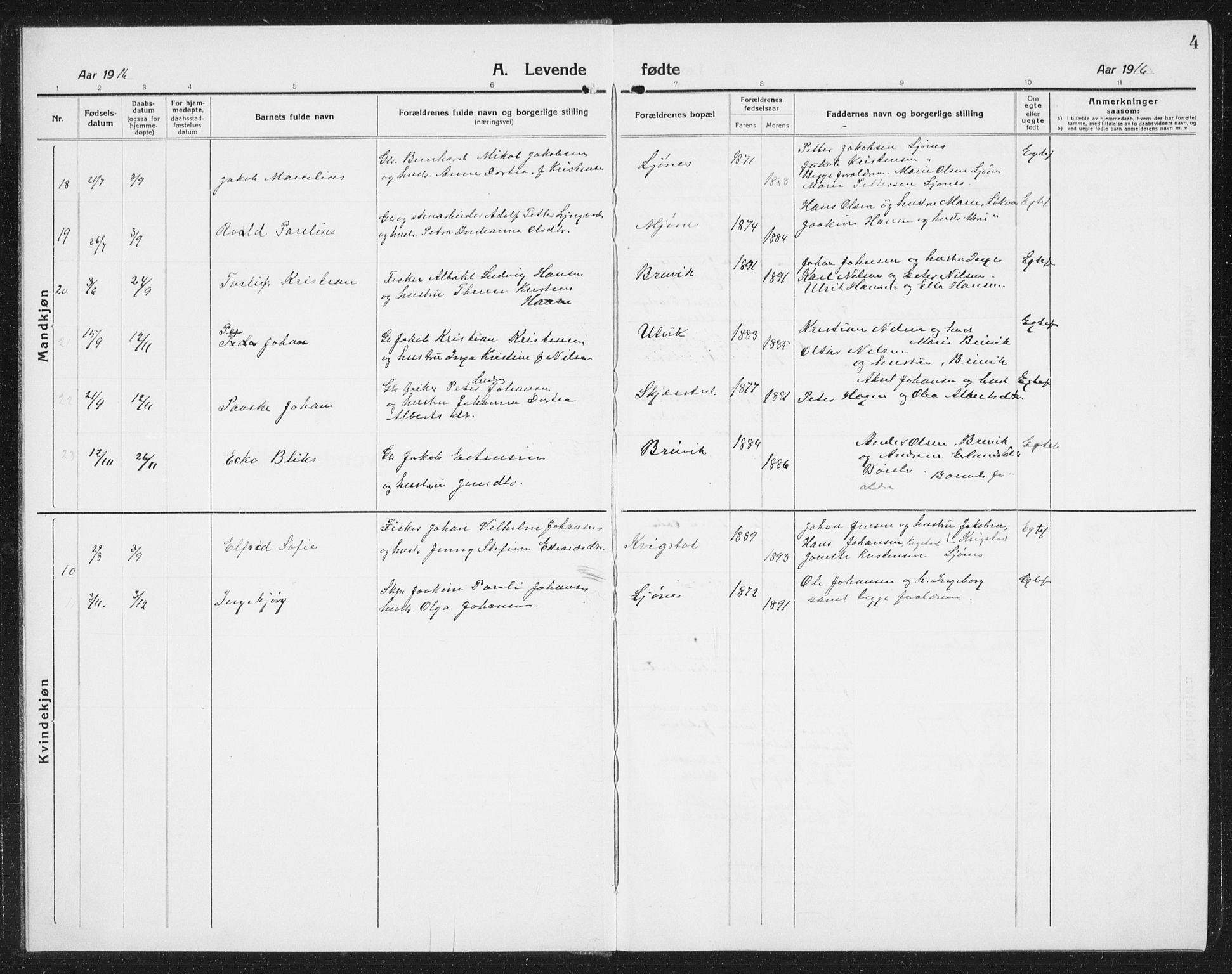 Ministerialprotokoller, klokkerbøker og fødselsregistre - Nordland, SAT/A-1459/852/L0757: Parish register (copy) no. 852C08, 1916-1934, p. 4