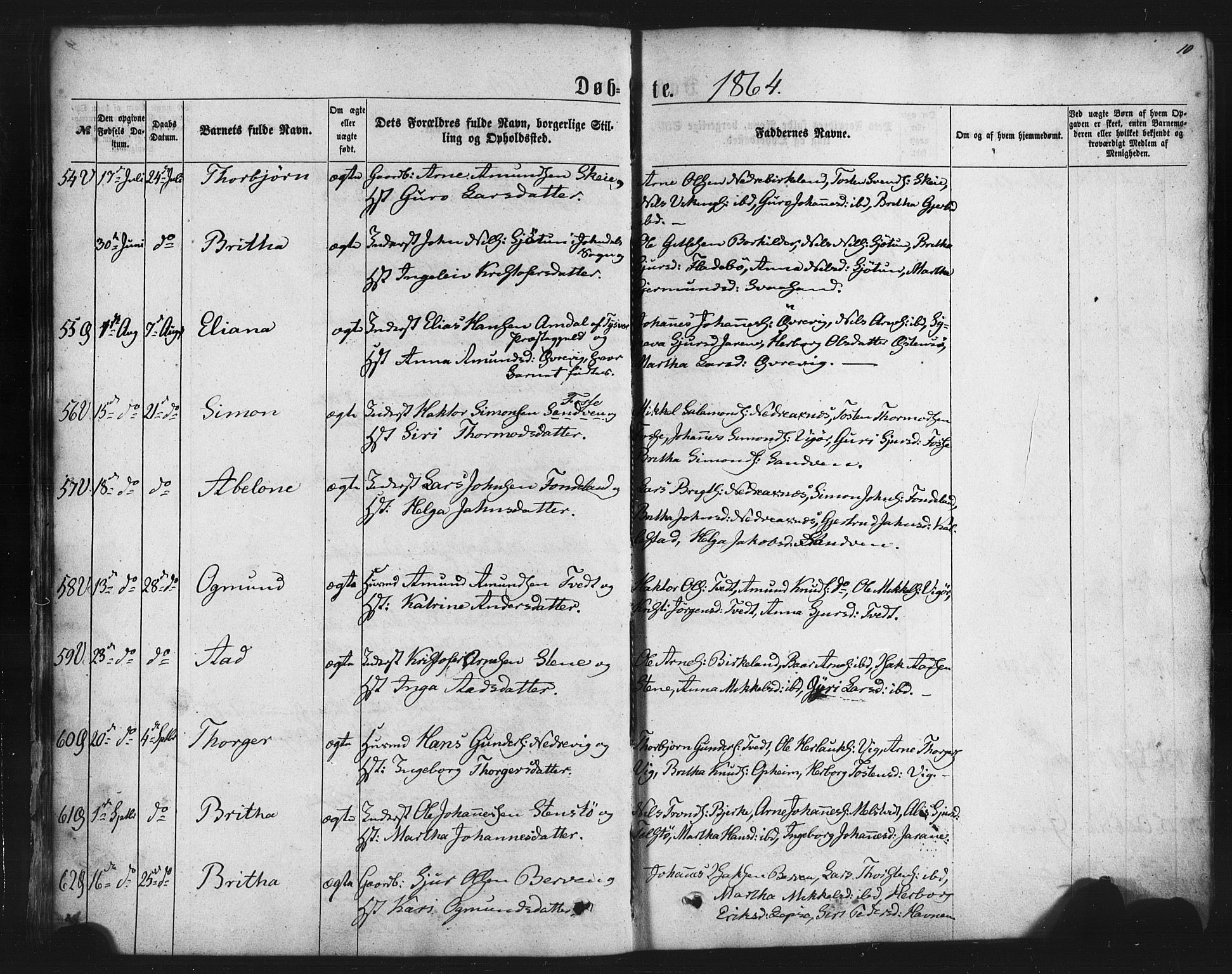 Kvam sokneprestembete, SAB/A-76201/H/Haa: Parish register (official) no. A 9, 1864-1879, p. 10