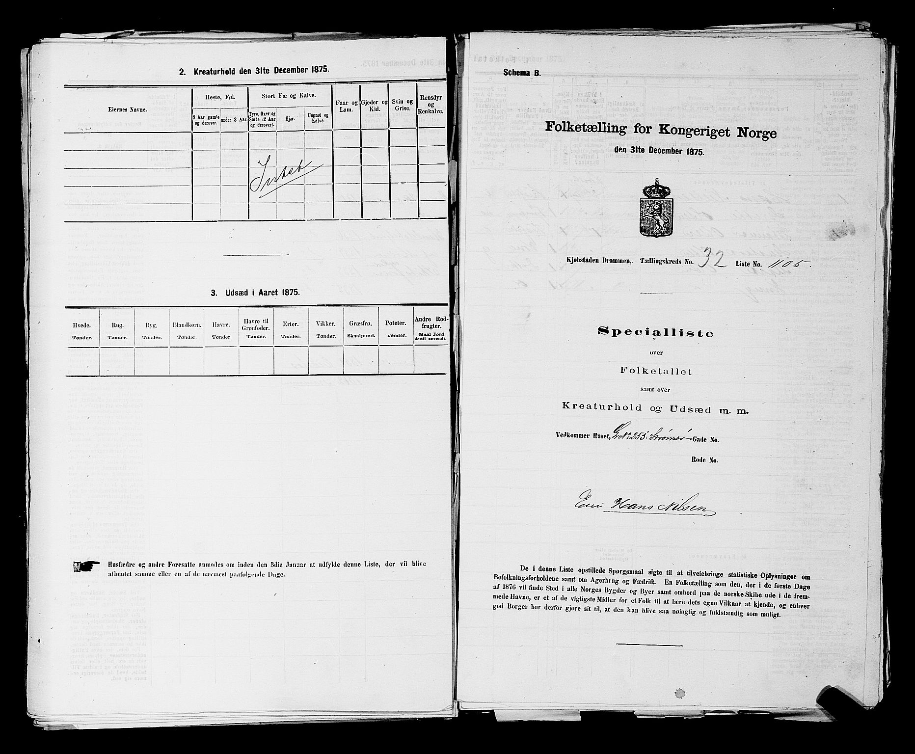 SAKO, 1875 census for 0602 Drammen, 1875, p. 2948