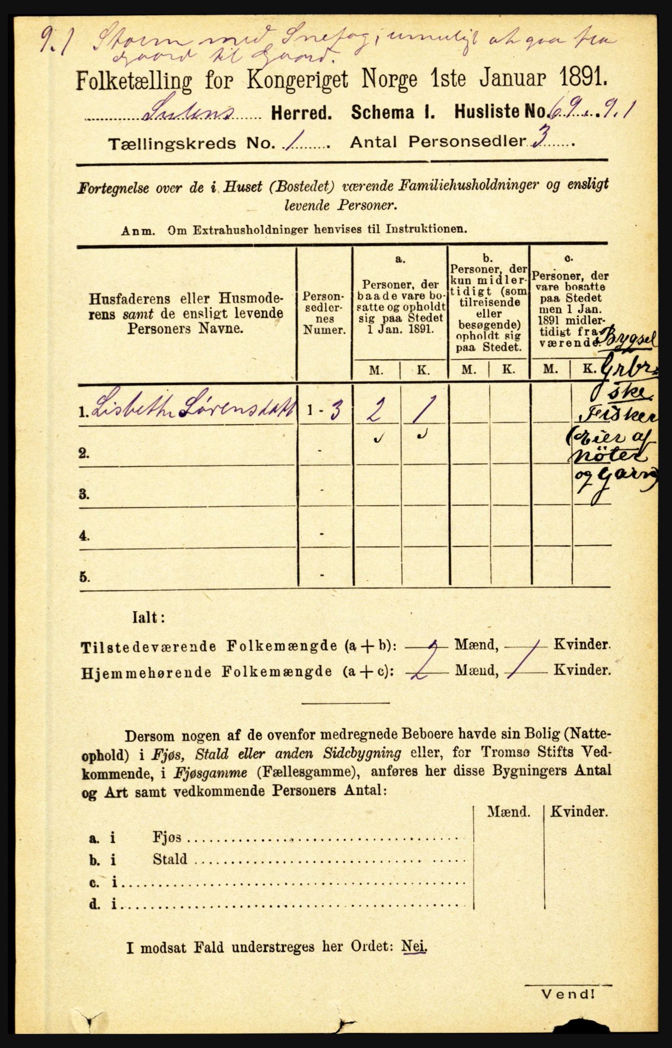 RA, 1891 census for 1412 Solund, 1891, p. 89