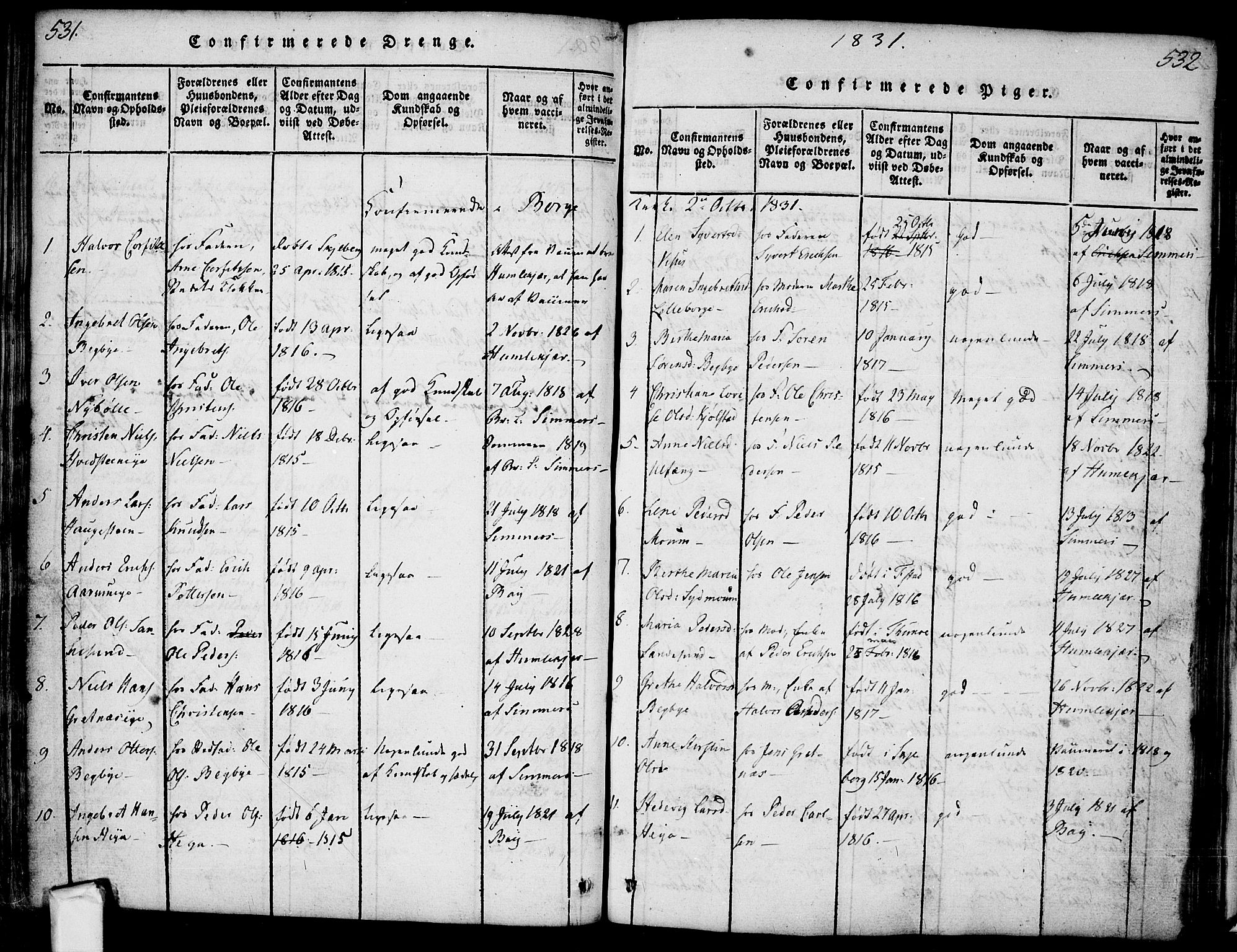 Borge prestekontor Kirkebøker, SAO/A-10903/F/Fa/L0003: Parish register (official) no. I 3, 1815-1836, p. 531-532