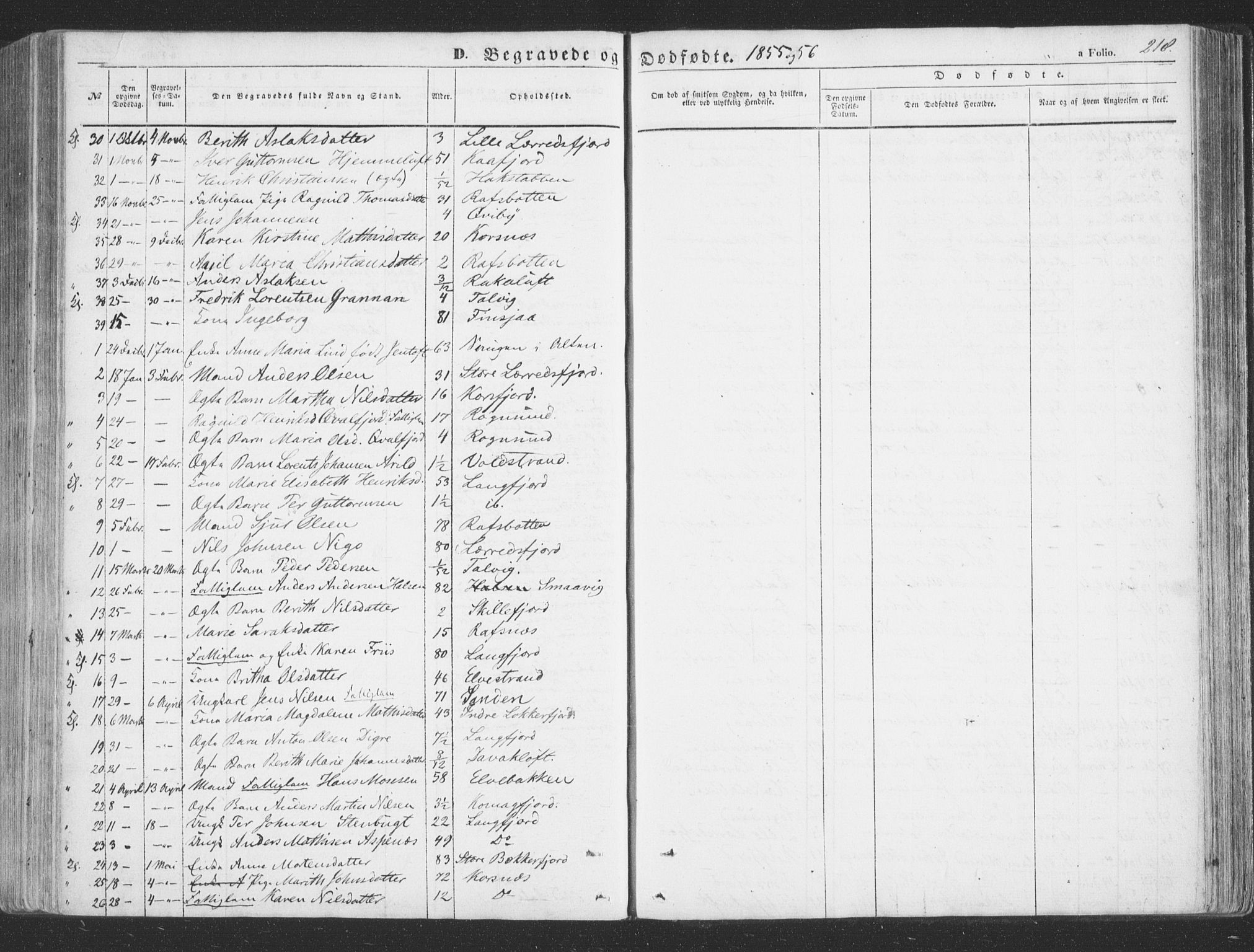 Talvik sokneprestkontor, SATØ/S-1337/H/Ha/L0010kirke: Parish register (official) no. 10, 1852-1864, p. 218