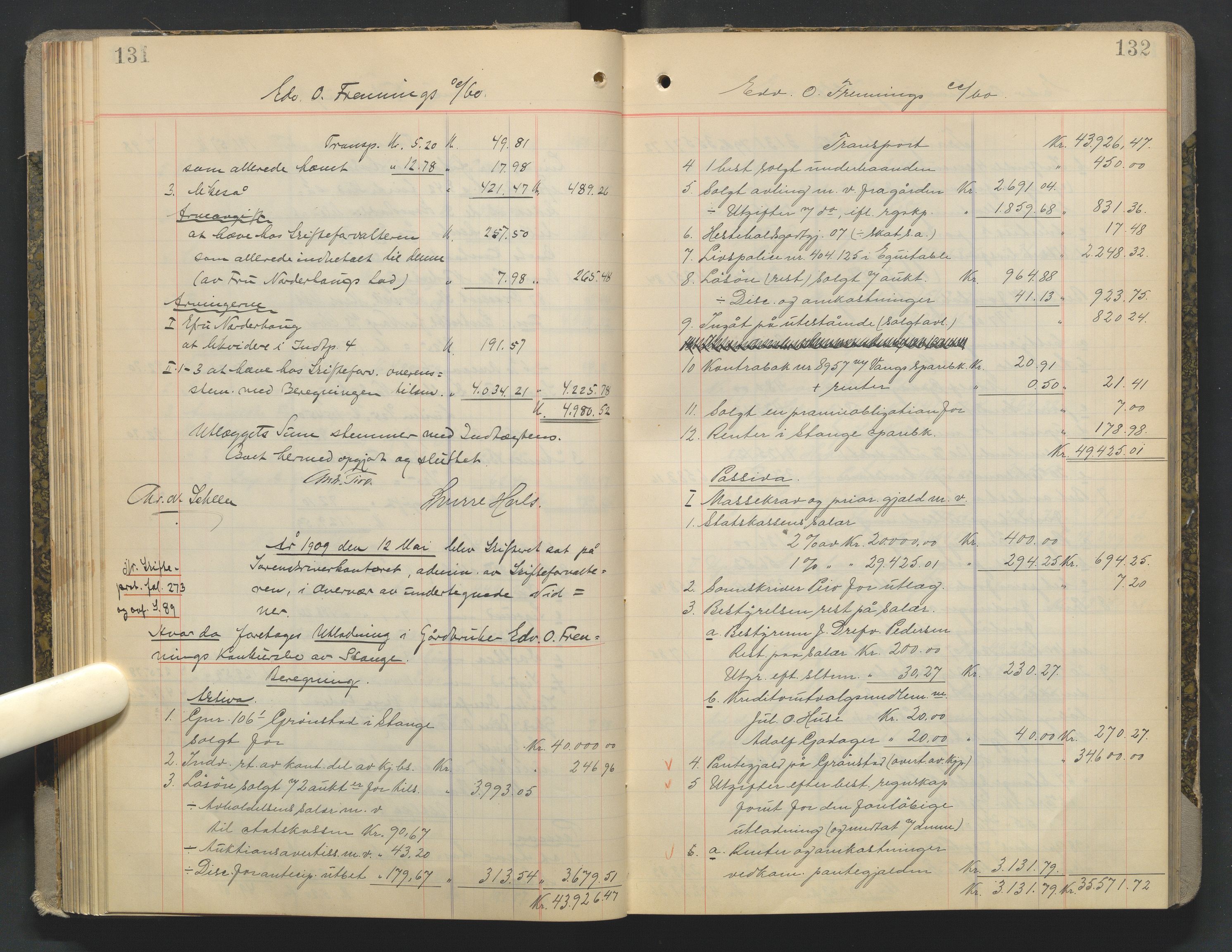 Sør-Hedmark sorenskriveri, AV/SAH-TING-014/J/Ja/Jad/L0003: Skifteutlodningsprotokoll - landet, 1906-1914, p. 131-132