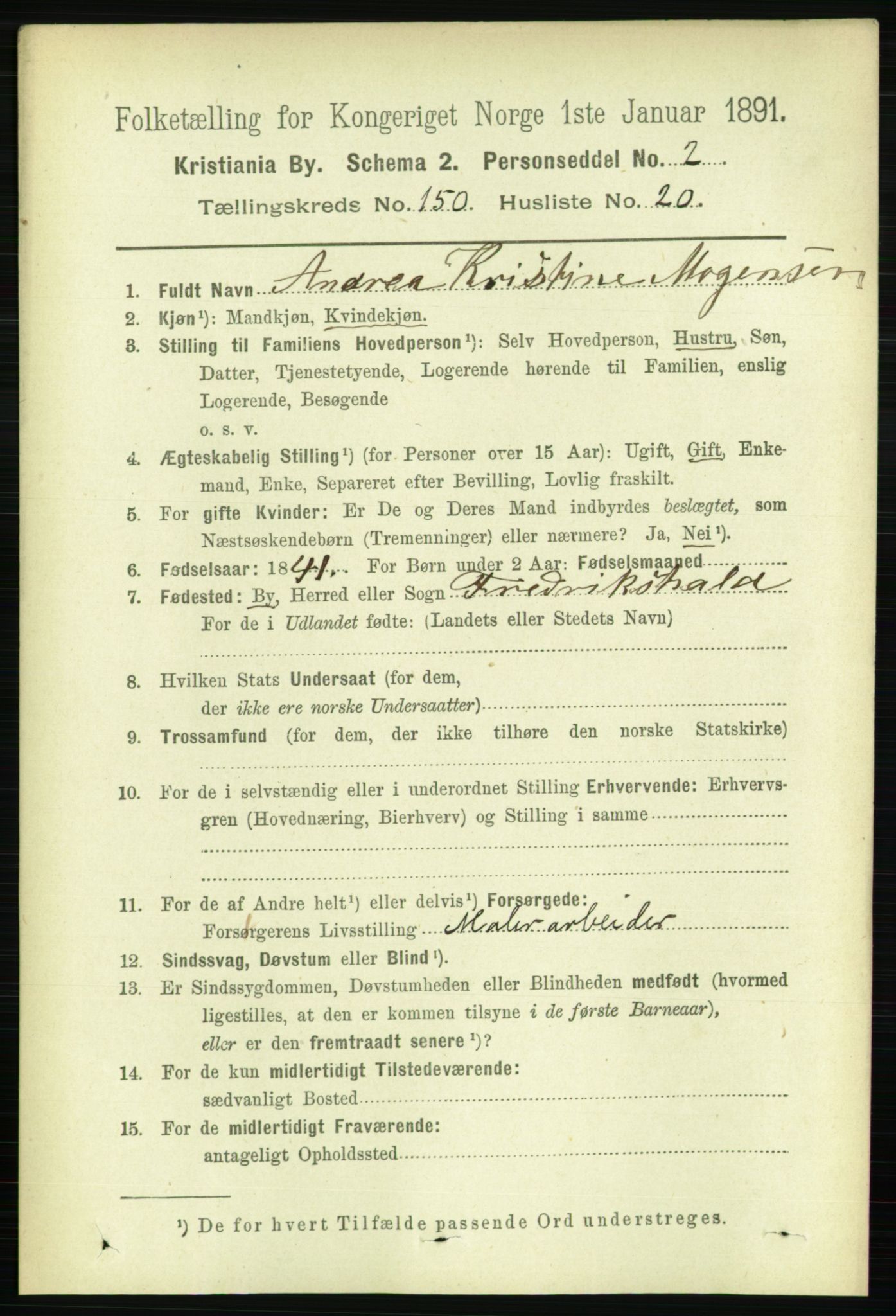 RA, 1891 census for 0301 Kristiania, 1891, p. 84176