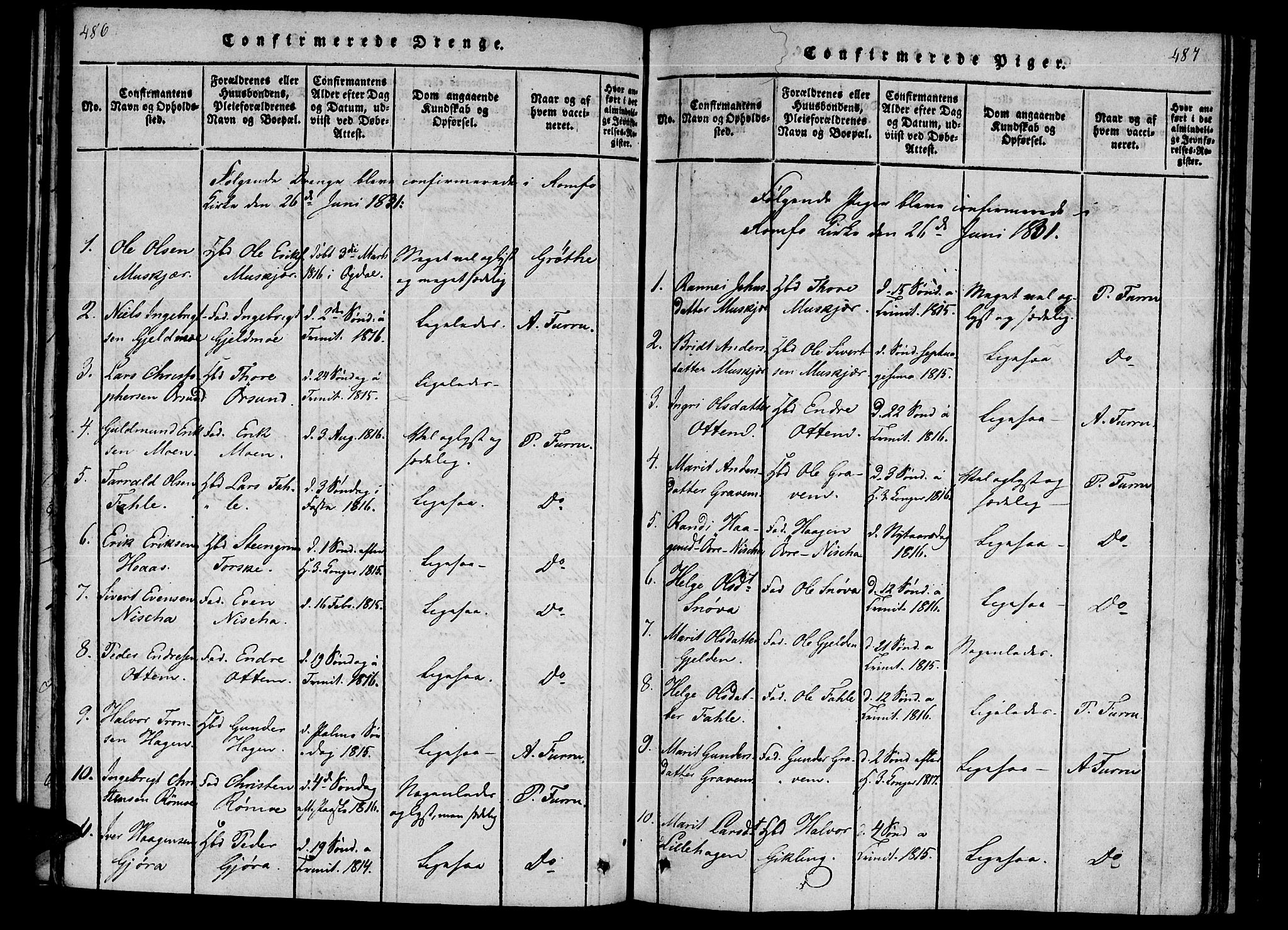 Ministerialprotokoller, klokkerbøker og fødselsregistre - Møre og Romsdal, AV/SAT-A-1454/590/L1009: Parish register (official) no. 590A03 /1, 1819-1832, p. 486-487