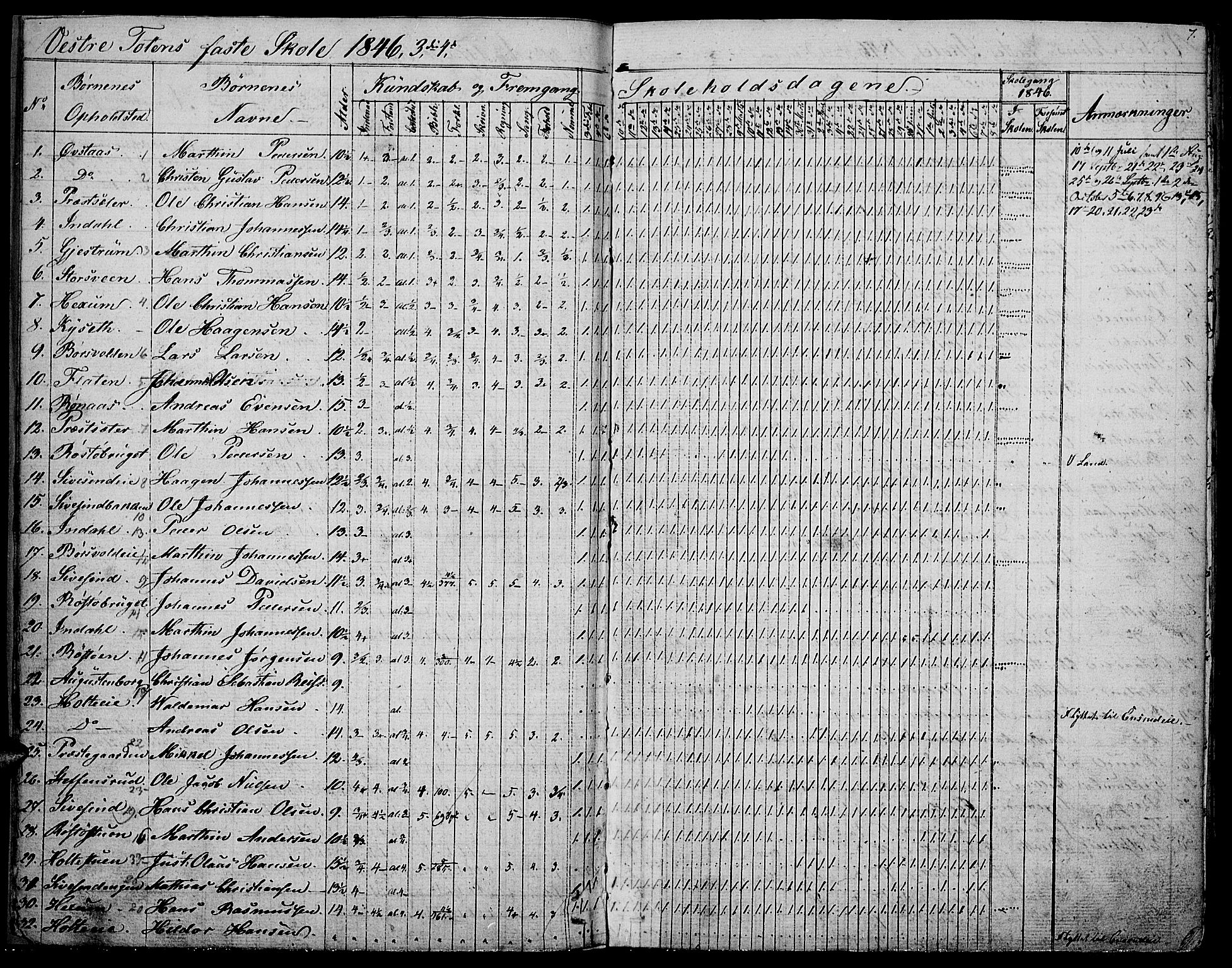 Vestre Toten prestekontor, SAH/PREST-108/H/Ha/Hab/L0003: Parish register (copy) no. 3, 1846-1854, p. 7