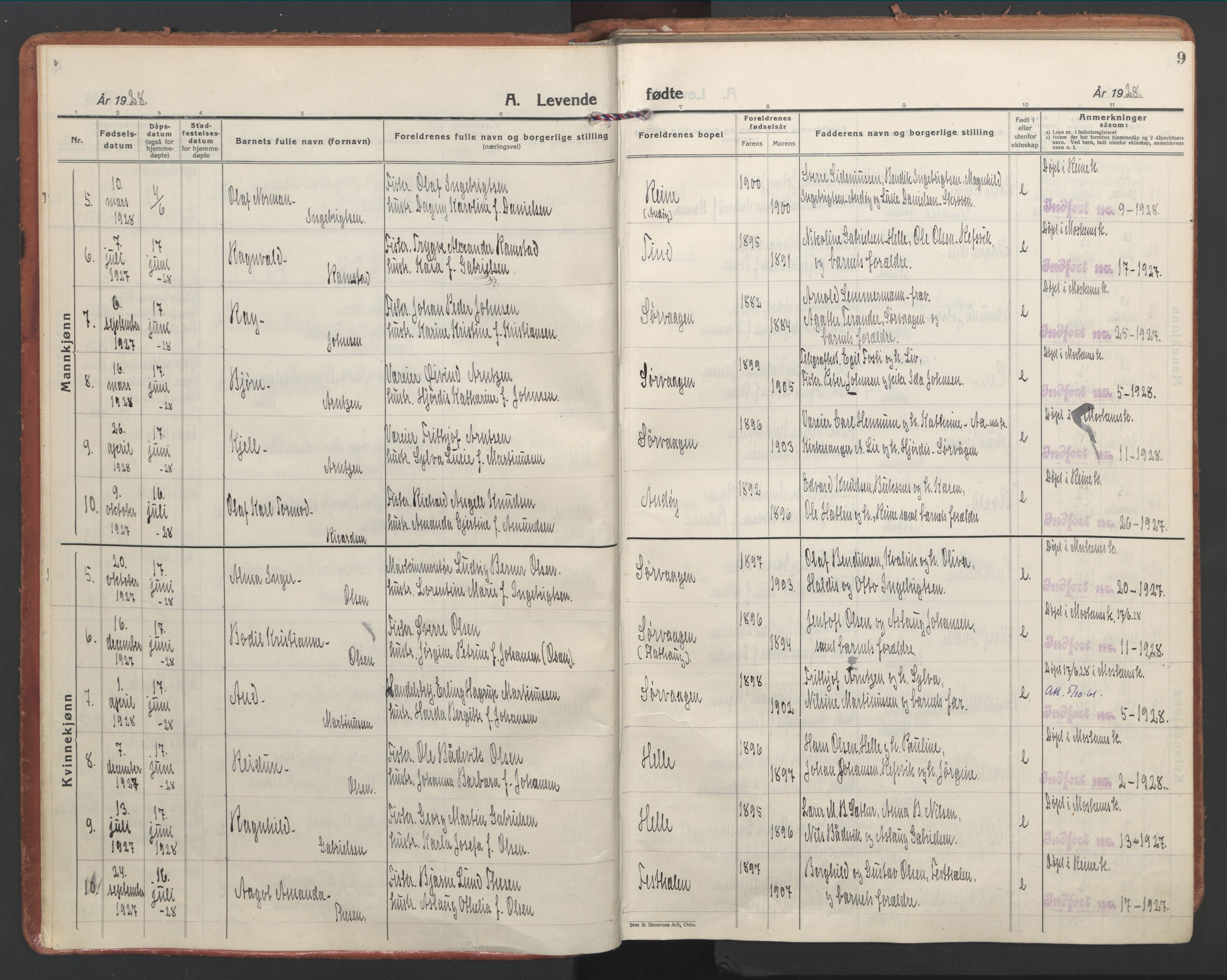 Ministerialprotokoller, klokkerbøker og fødselsregistre - Nordland, AV/SAT-A-1459/886/L1223: Parish register (official) no. 886A05, 1926-1938, p. 9