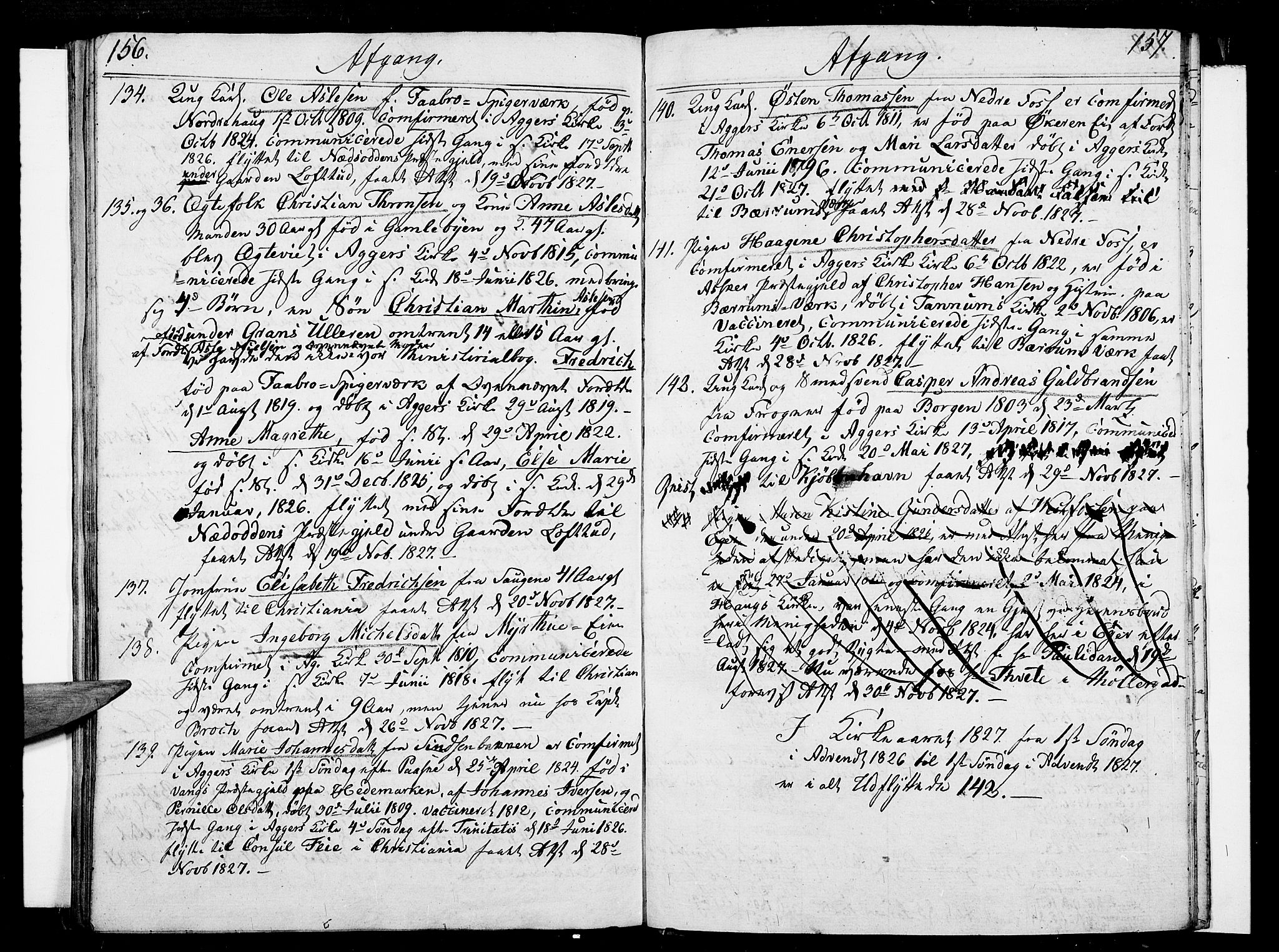 Aker prestekontor kirkebøker, SAO/A-10861/F/L0014a: Parish register (official) no. 14A, 1820-1833, p. 156-157