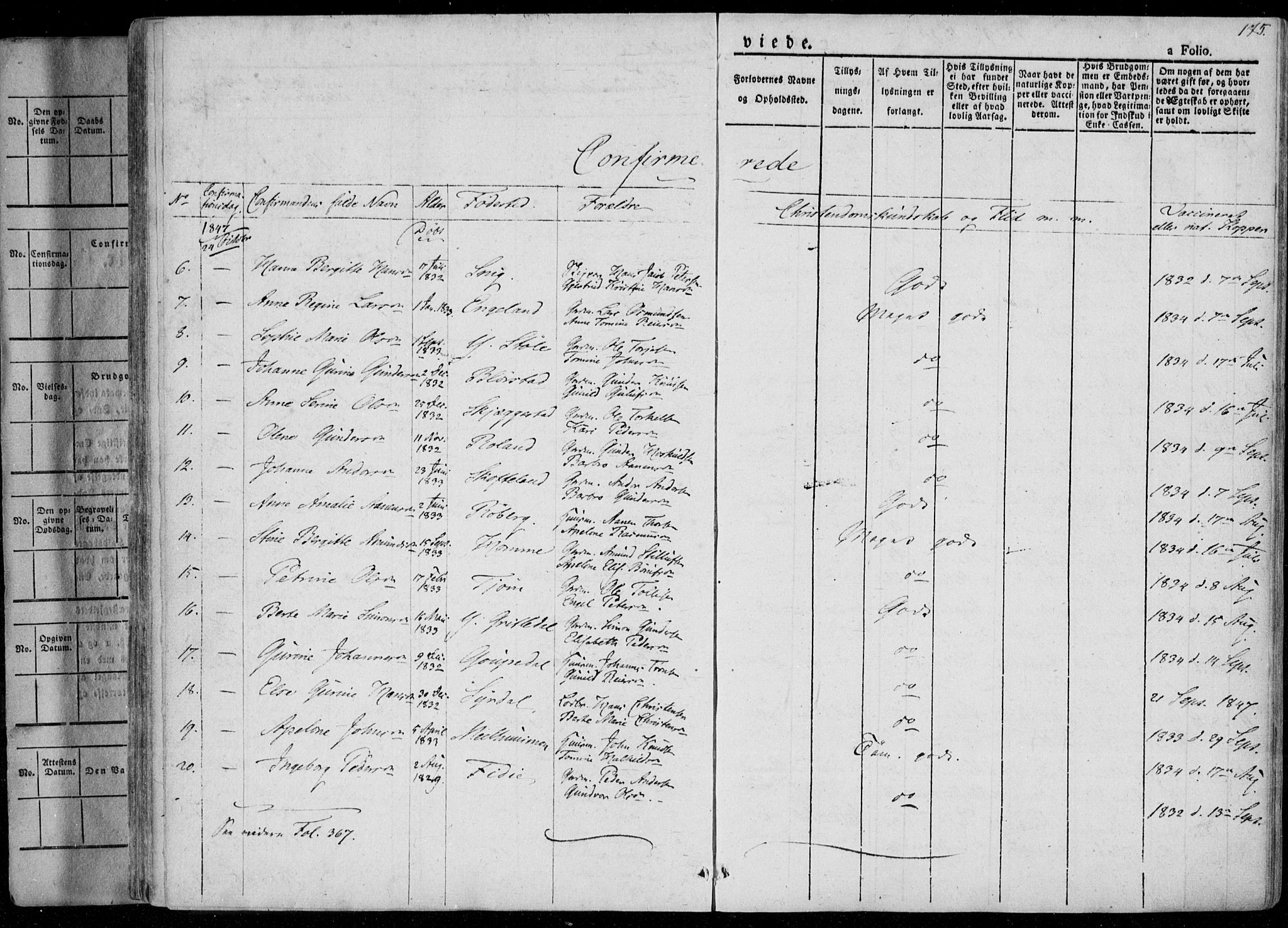 Sør-Audnedal sokneprestkontor, AV/SAK-1111-0039/F/Fa/Fab/L0006: Parish register (official) no. A 6, 1829-1855, p. 175