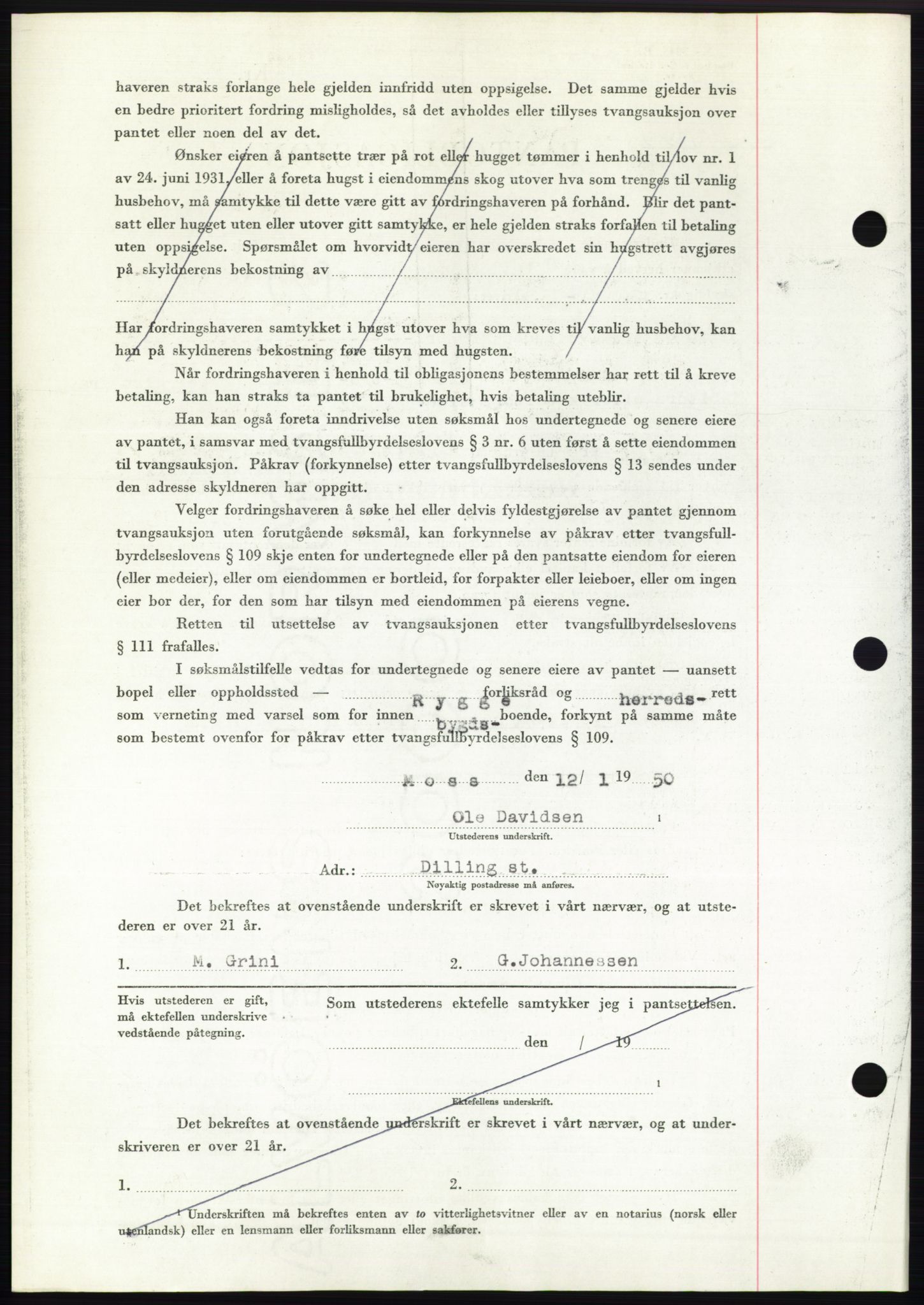 Moss sorenskriveri, SAO/A-10168: Mortgage book no. B23, 1949-1950, Diary no: : 98/1950