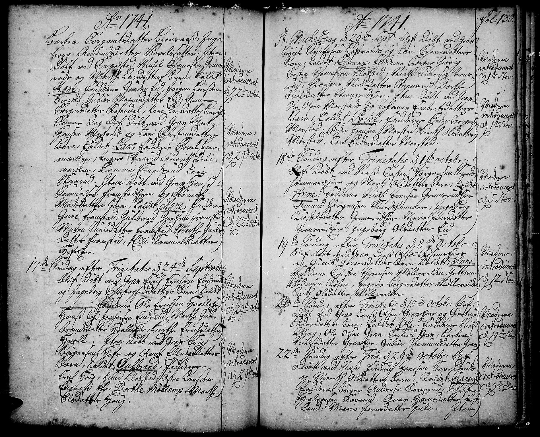 Gran prestekontor, AV/SAH-PREST-112/H/Ha/Haa/L0002: Parish register (official) no. 2, 1732-1744, p. 130