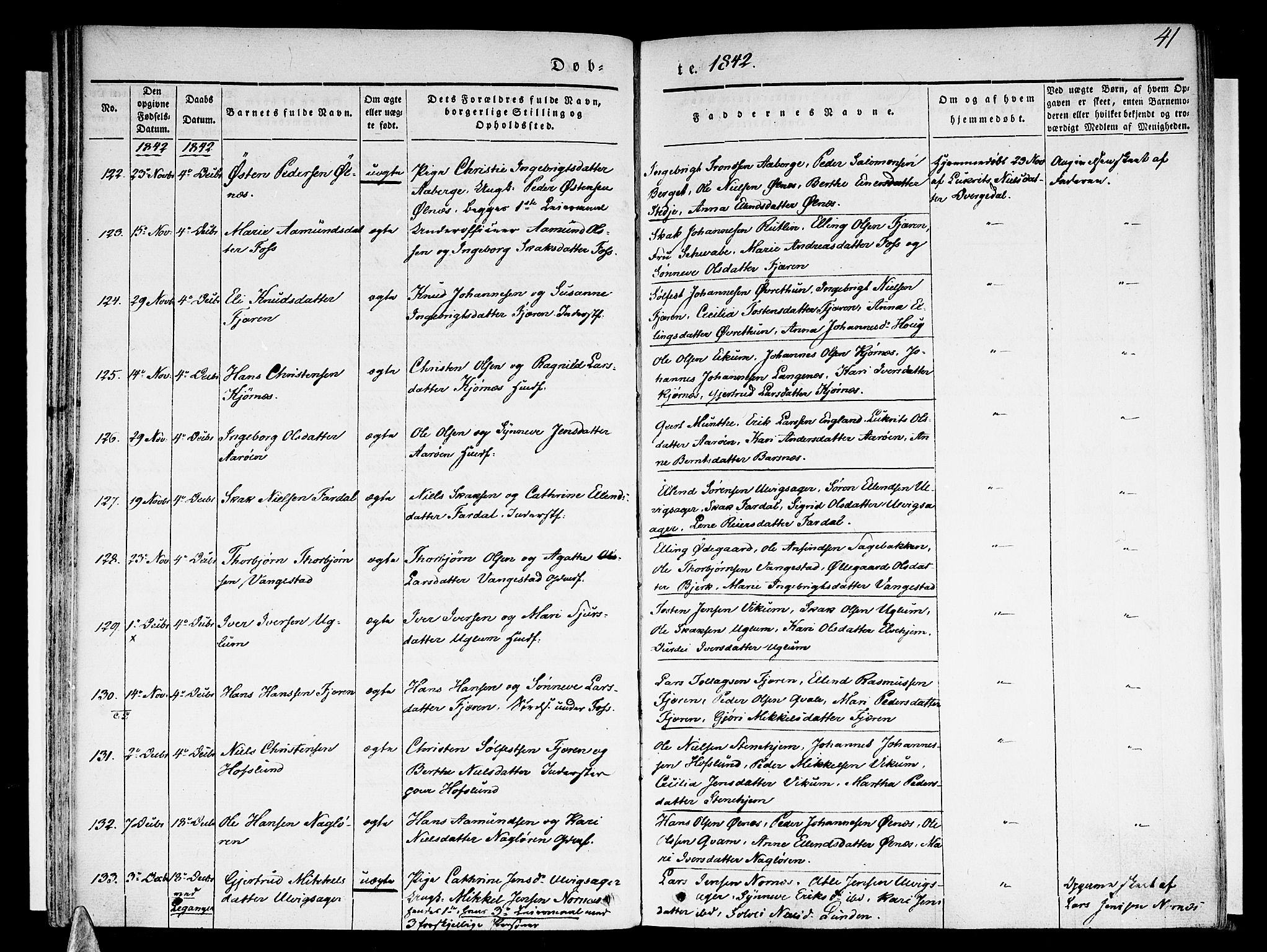 Sogndal sokneprestembete, AV/SAB-A-81301/H/Haa/Haaa/L0011: Parish register (official) no. A 11, 1839-1847, p. 41