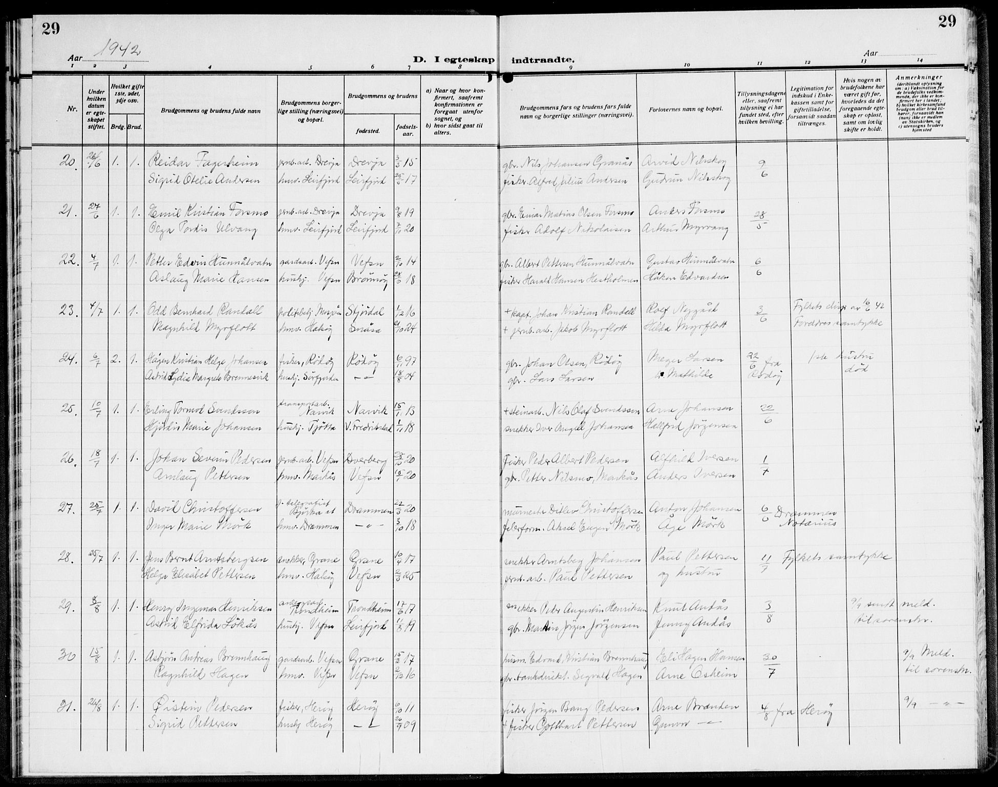 Ministerialprotokoller, klokkerbøker og fødselsregistre - Nordland, SAT/A-1459/820/L0304: Parish register (copy) no. 820C06, 1934-1944, p. 29