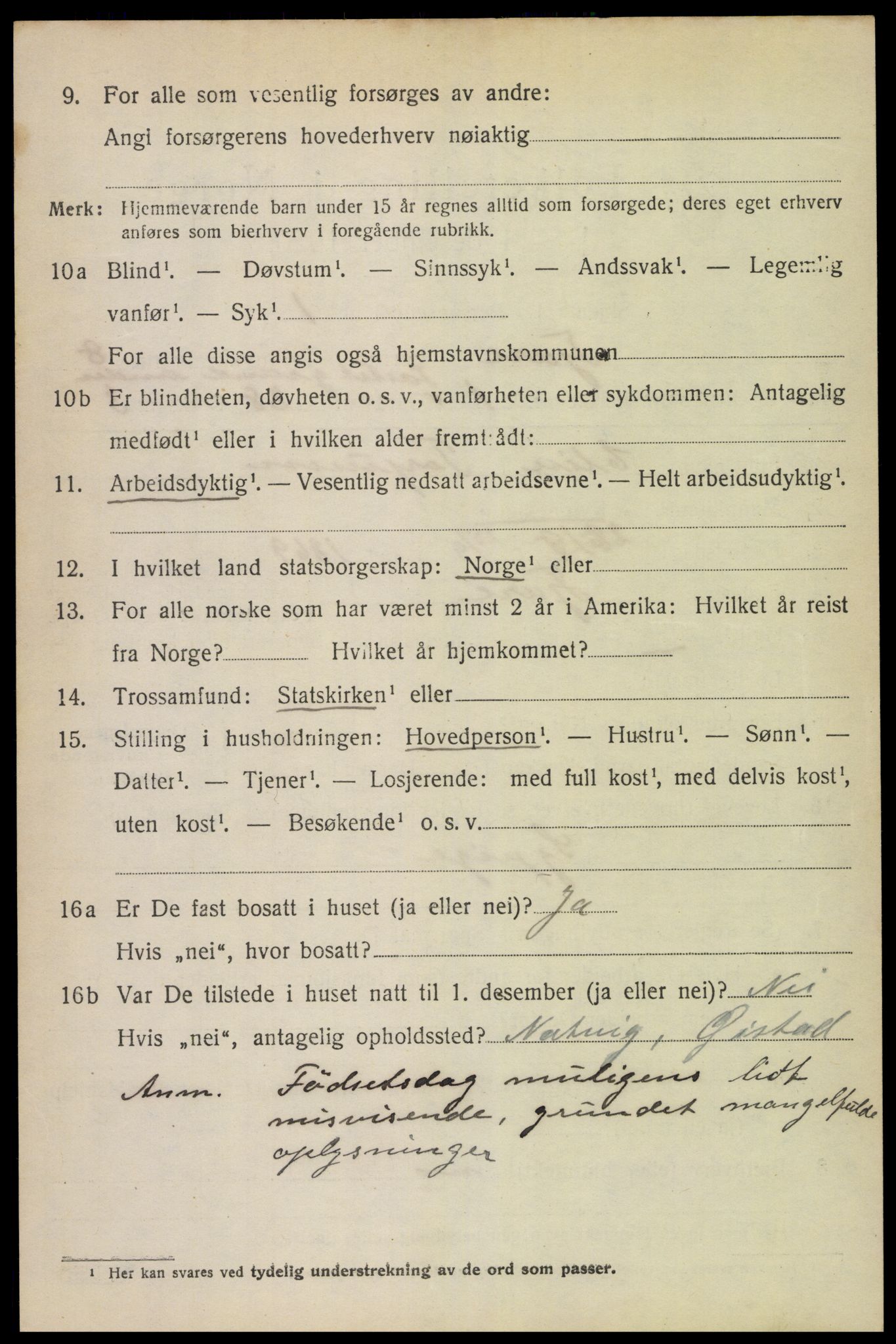 SAK, 1920 census for Fjære, 1920, p. 11198