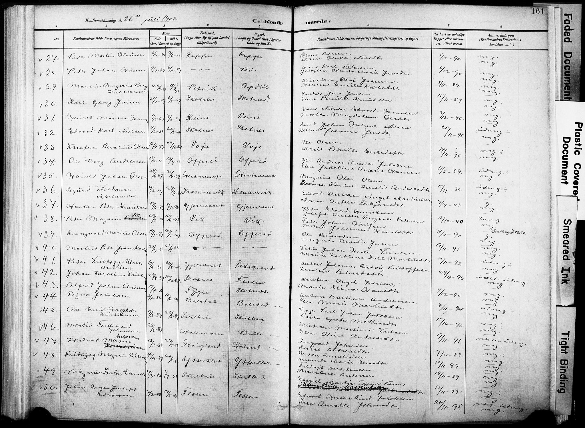 Ministerialprotokoller, klokkerbøker og fødselsregistre - Nordland, AV/SAT-A-1459/881/L1151: Parish register (official) no. 881A04, 1899-1907, p. 161