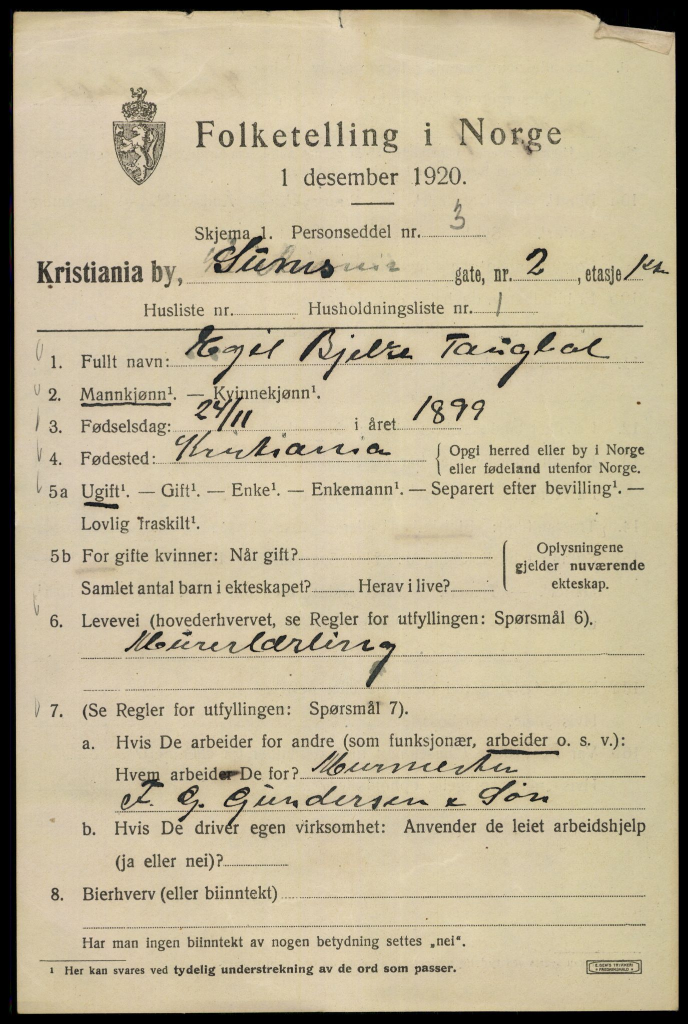 SAO, 1920 census for Kristiania, 1920, p. 553697