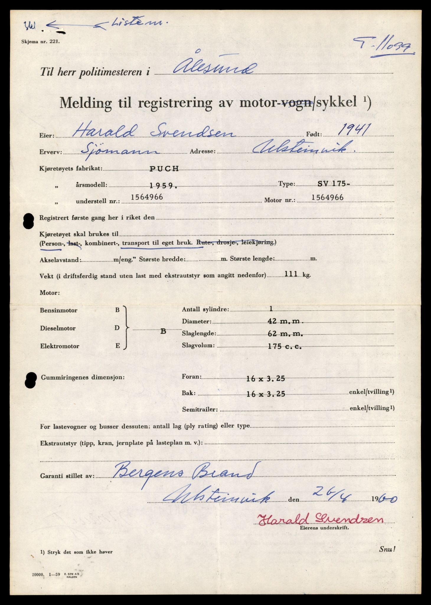 Møre og Romsdal vegkontor - Ålesund trafikkstasjon, AV/SAT-A-4099/F/Fe/L0026: Registreringskort for kjøretøy T 11046 - T 11160, 1927-1998, p. 1555