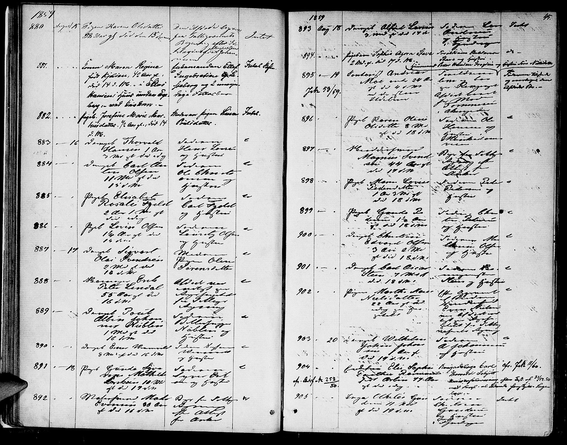 Oslo skifterett, AV/SAO-A-10383/G/Ga/Gaa/L0006: Dødsfallsprotokoll, 1858-1863, p. 44b-45a