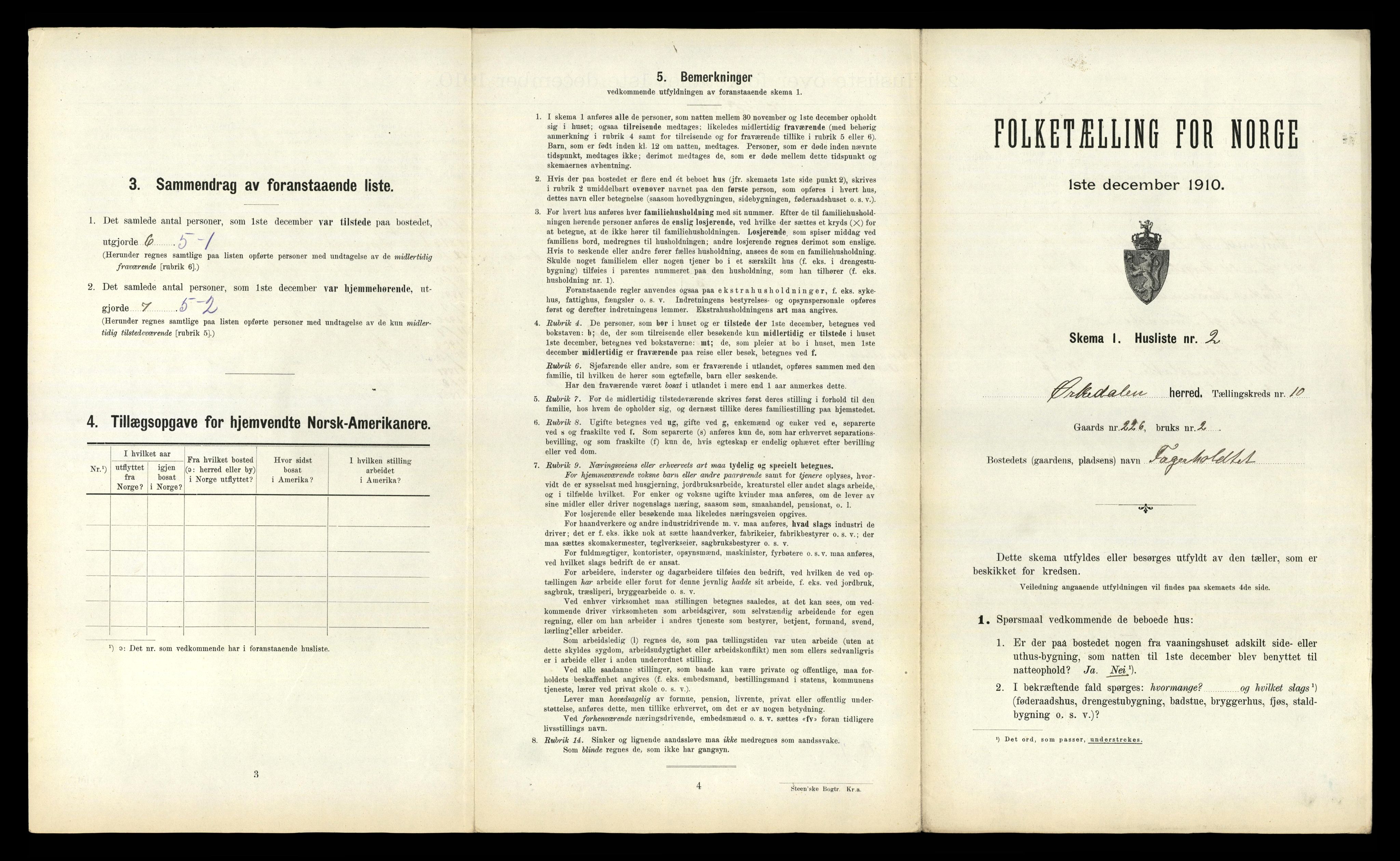 RA, 1910 census for Orkdal, 1910, p. 2015