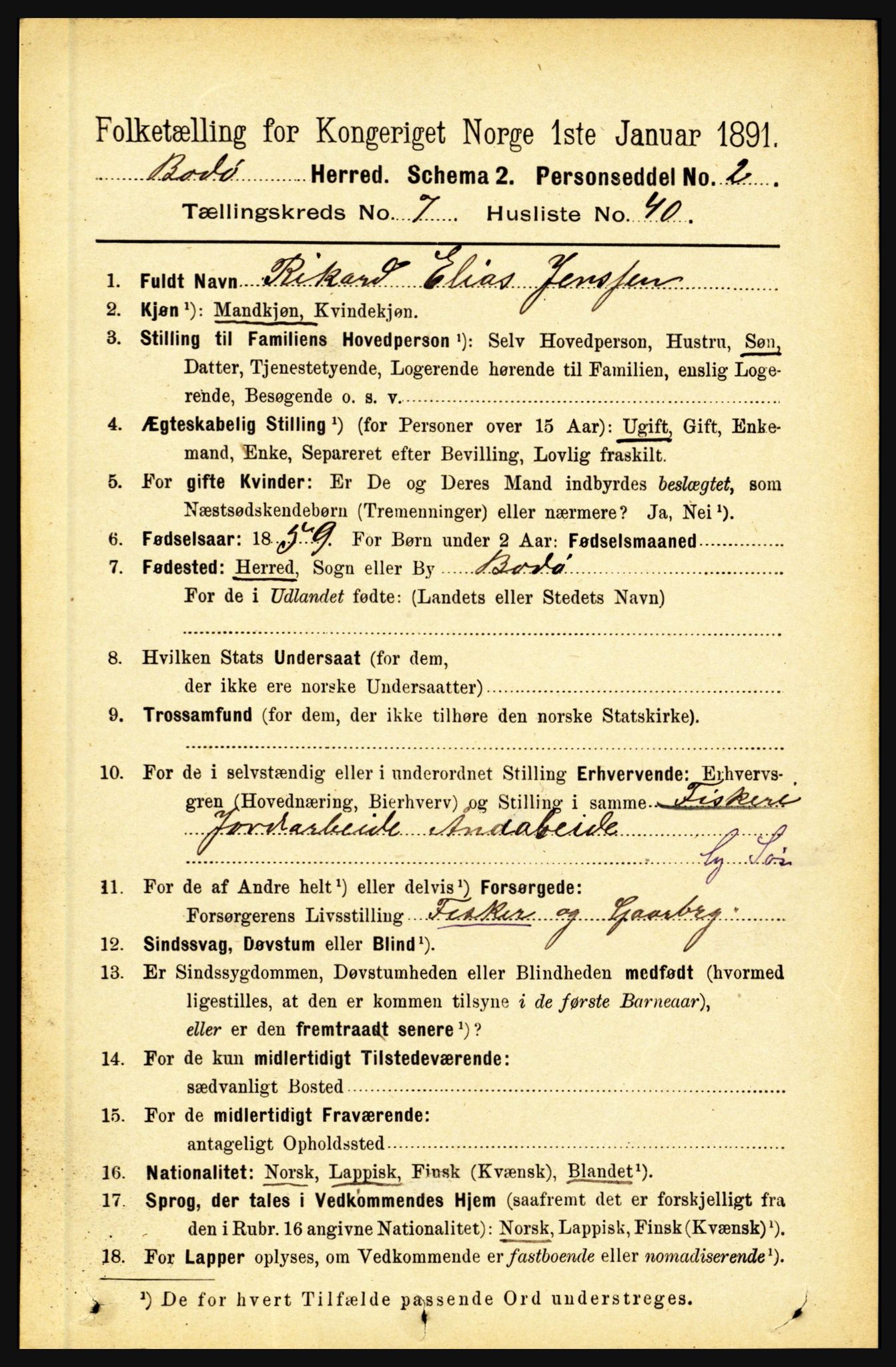 RA, 1891 census for 1843 Bodø, 1891, p. 4883