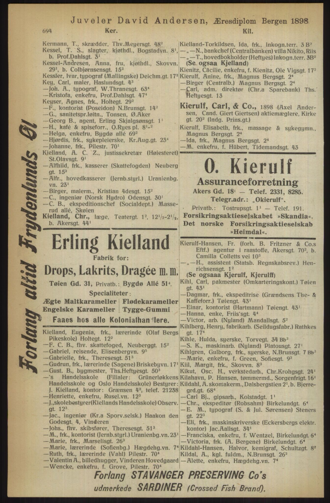 Kristiania/Oslo adressebok, PUBL/-, 1914, p. 694